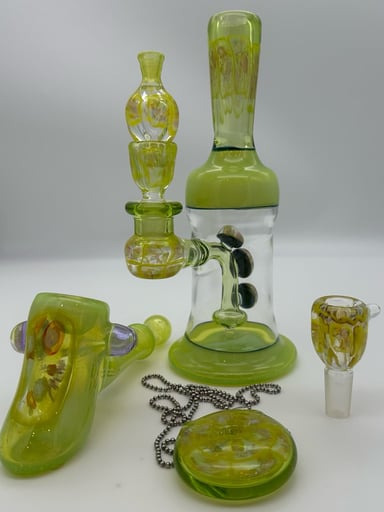 Preview pic of Hunter S Glass Full Set — Haterade & Sunset Slyme w/ Plant Cell Murrini