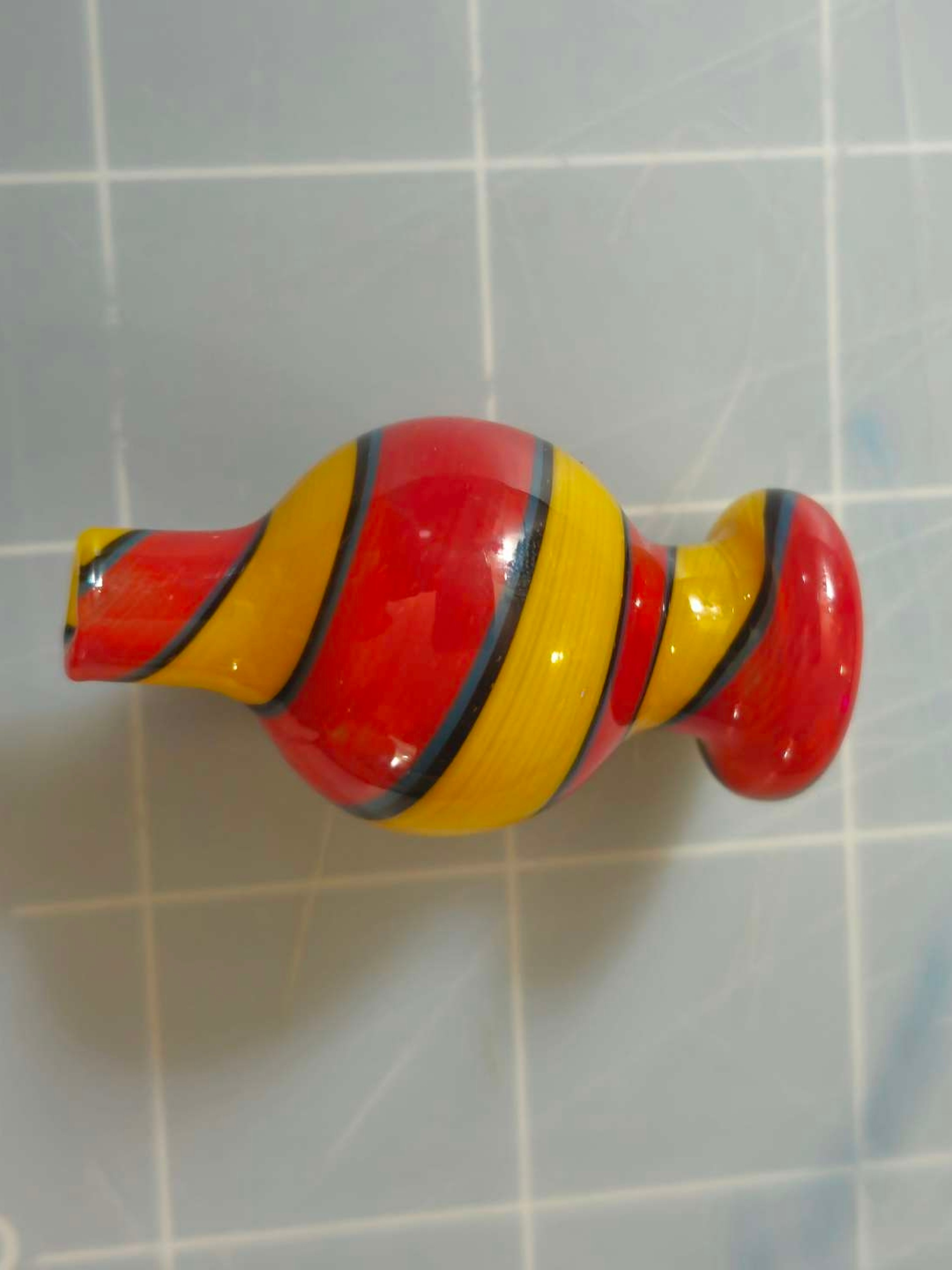 Preview pic of Glass Carb Cap Yellow and Red Spiral