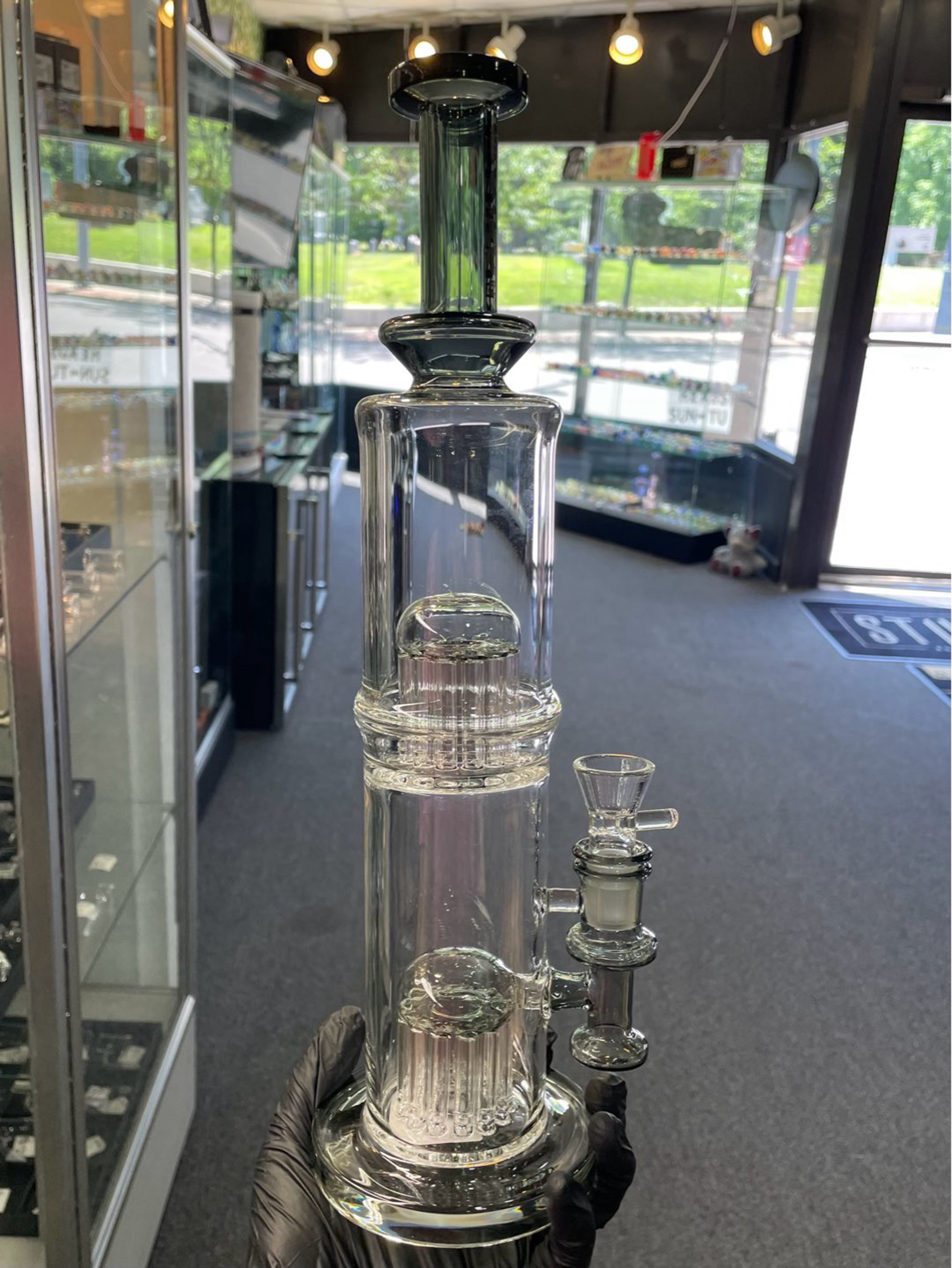 Preview pic of Double Tree Perc 14” Black Waterpipe