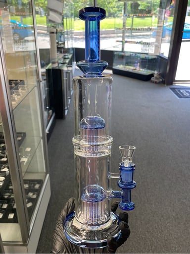 Preview pic of Double Tree Perc 14” Waterpipe Blue