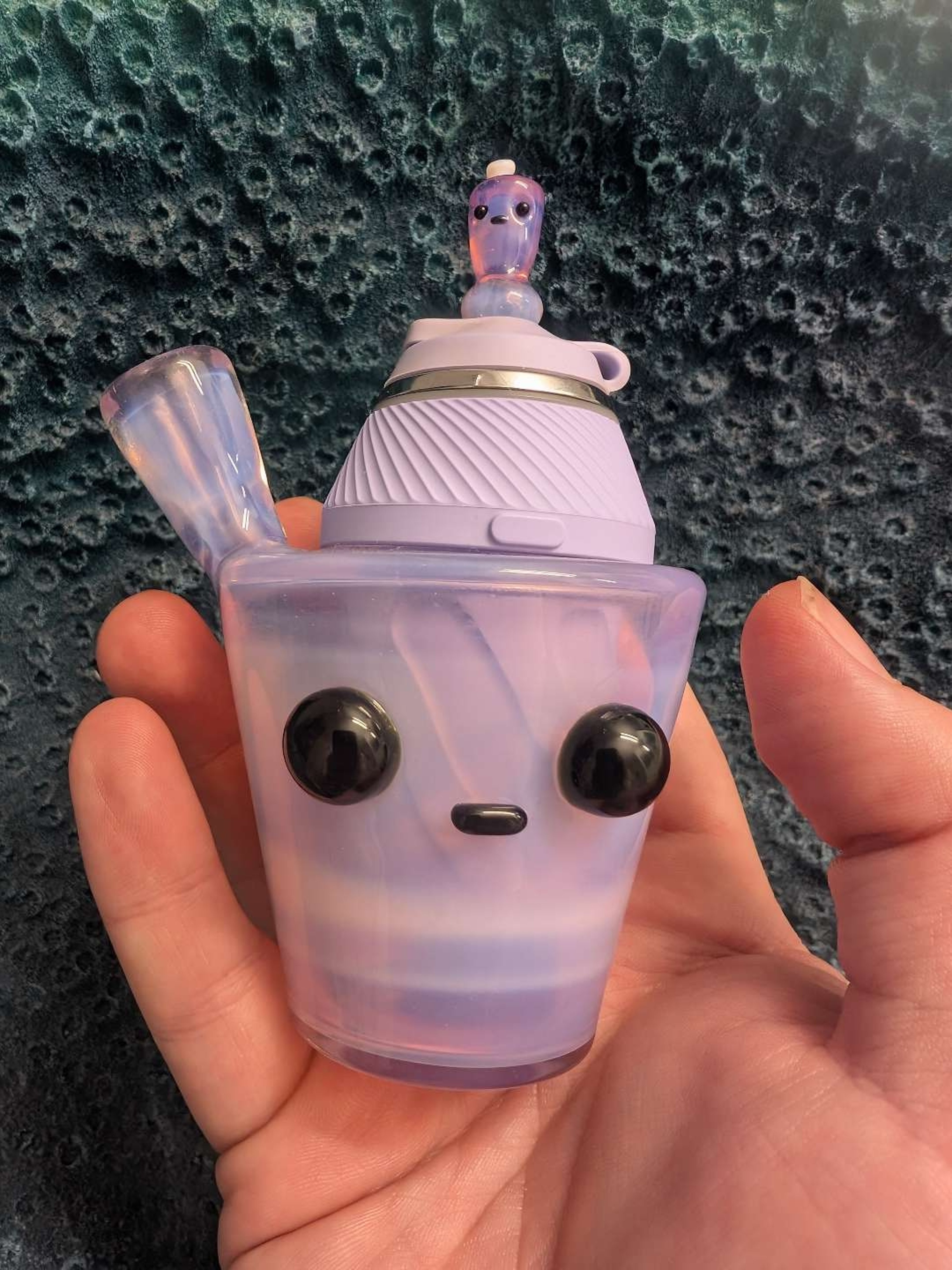 Preview pic of Soji cup Bloom Puffco Proxy dry attachment with matching ball cap