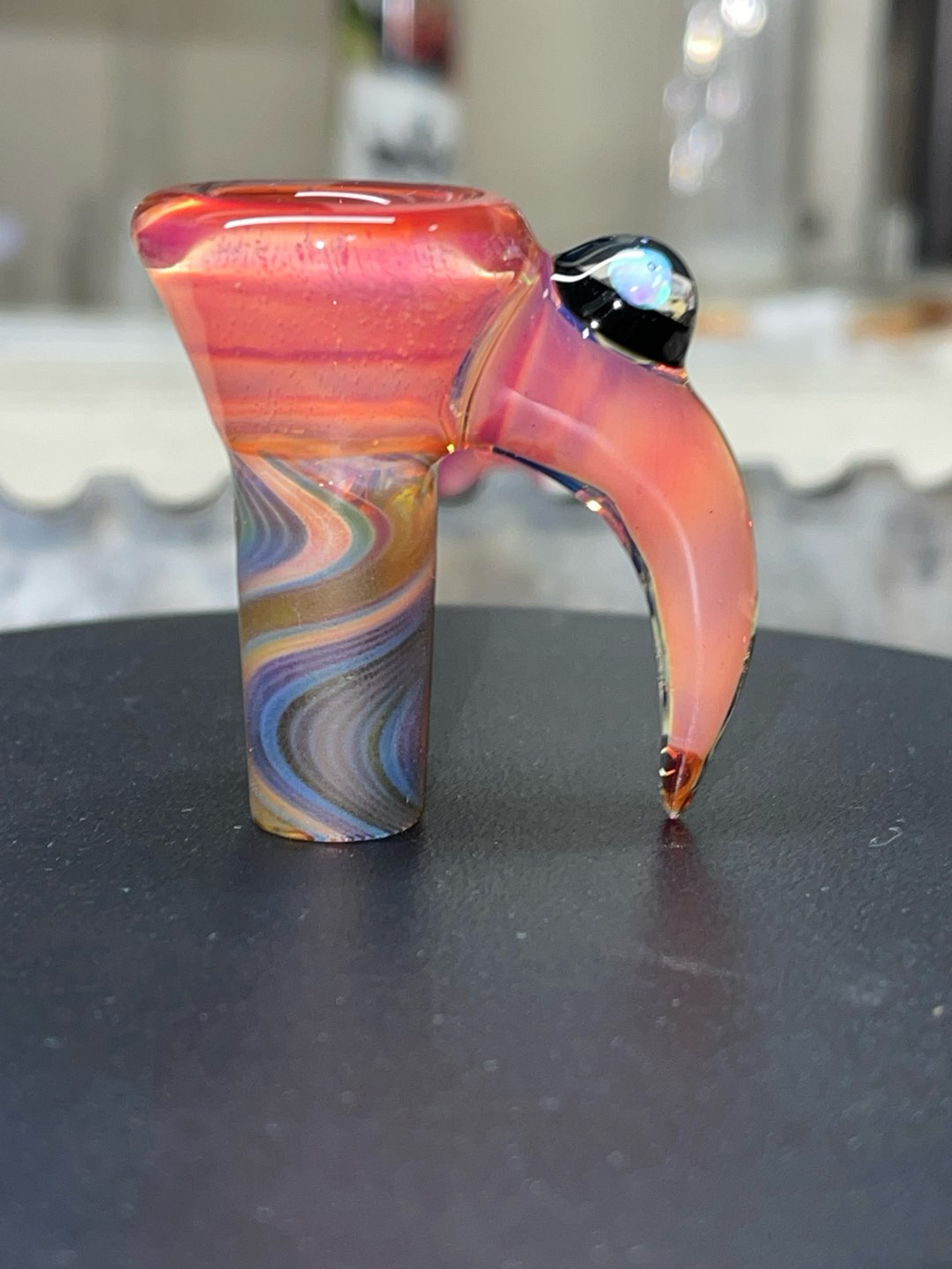 Preview pic of 14mm, yellow over orange color(bowl,horn) tie dye joint