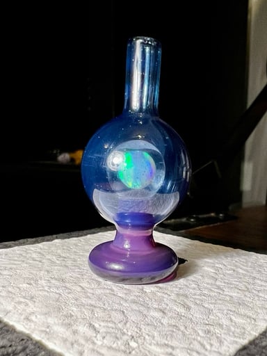 Preview pic of Soup Glass Blue Dream & Royal Jelly 26mm bubble cap w/ sphere opal