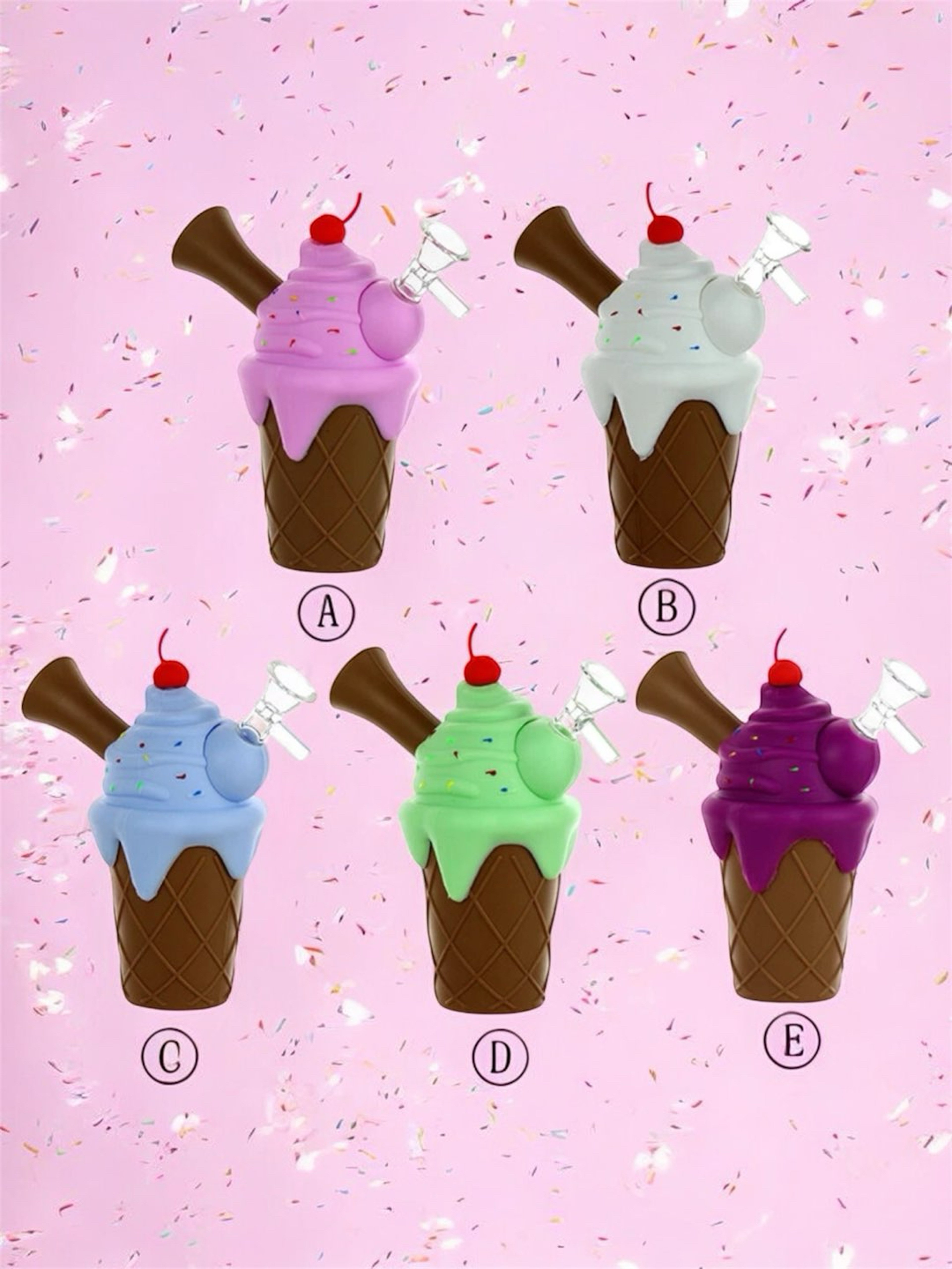 Preview pic of Ice Cream🍦Silicone Percolator Bubbler (Random Color or Pick a Color) 6.7”