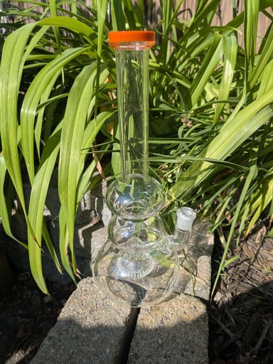 Preview pic of Orange Rimmed Multi Slit Bong, Ships Free
