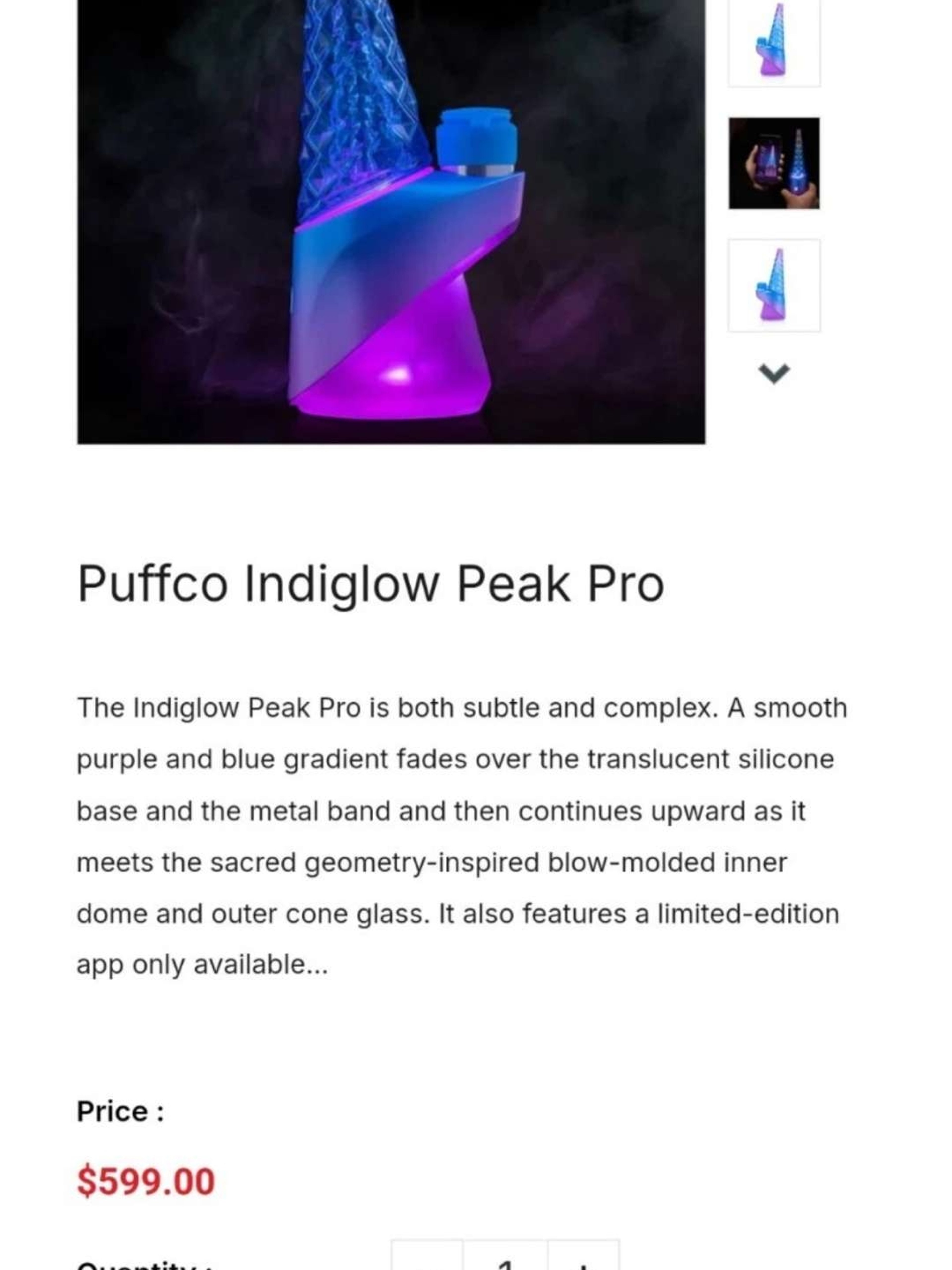 Preview pic of Puff co peak pro 'INDIGLOW' - SUPER RARE SOLD OUT- ONLY ONE ON THE INTERNET CURRENTLY FOR SALE. BIGGEST ONE