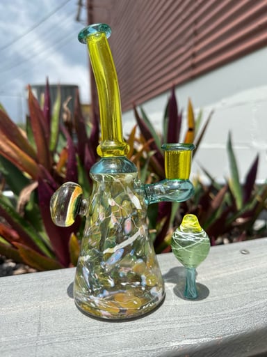 Preview pic of Daddy O “Pollock Yellow” Fume Tube w/ Wig Wag Marble 🎨
