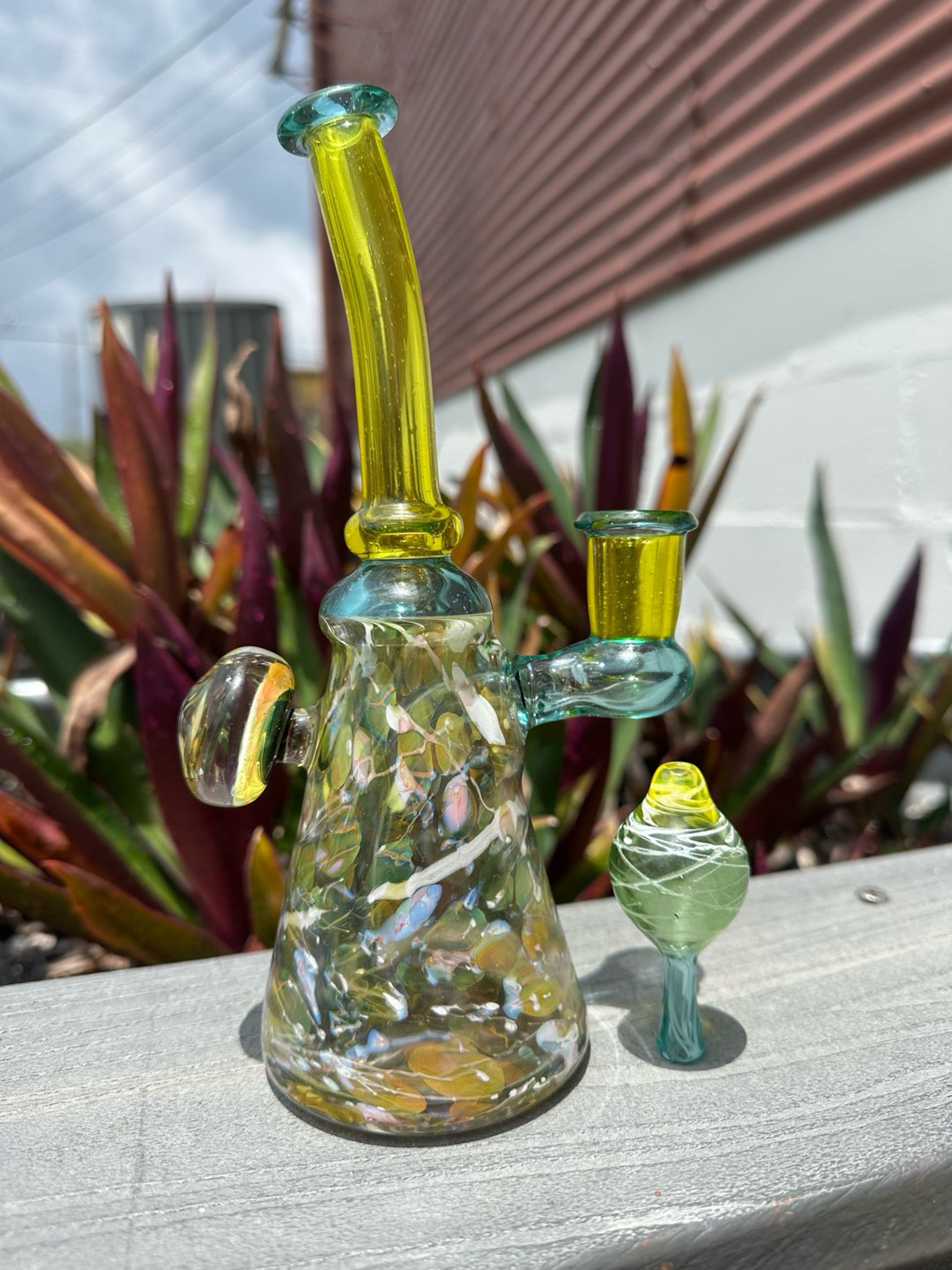 Preview pic of Daddy O “Pollock Yellow” Fume Tube w/ Wig Wag Marble 🎨