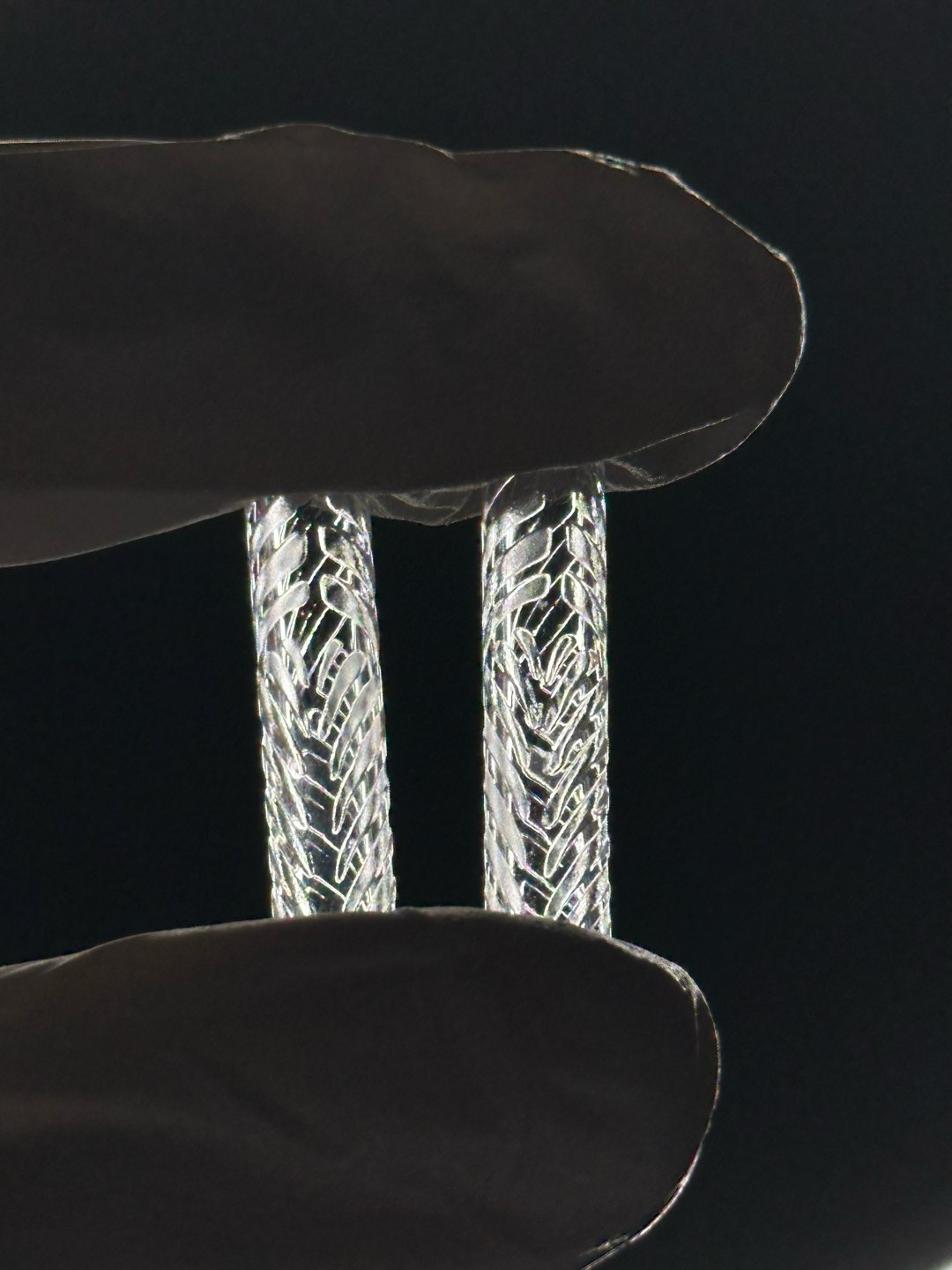 Preview pic of Small Hollow Quartz Etched Pillar 2 pack