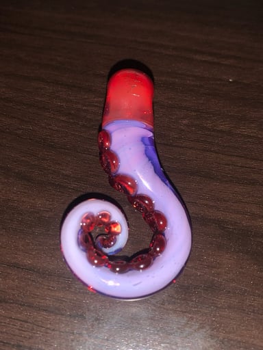 Preview pic of Mako Glass Tentacle Pendant Purple and Red