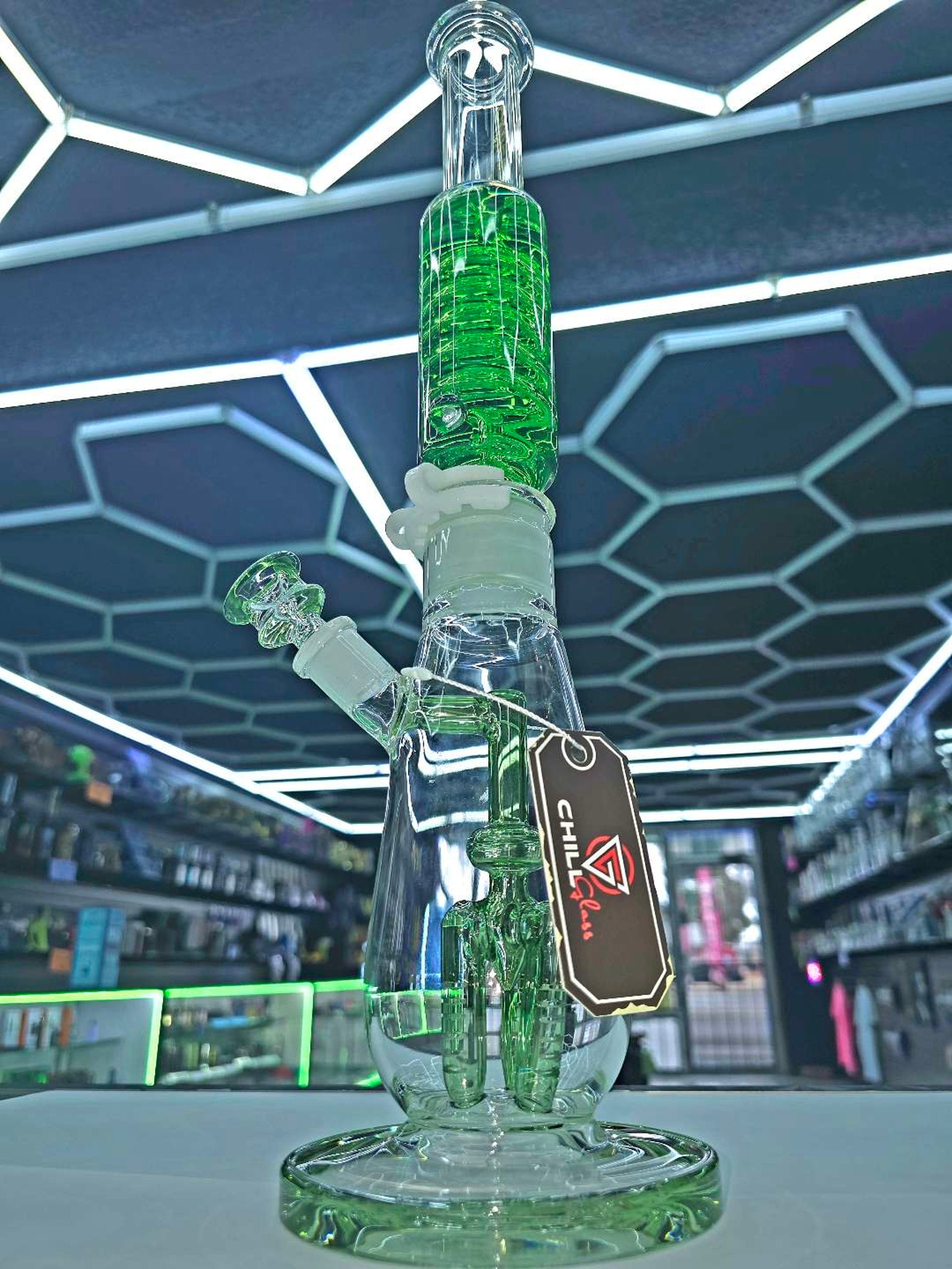 Preview pic of 17" Freezable Glass Water bong with Matching Bowl