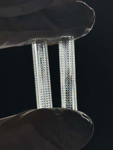 Preview pic of Medium Hollow Quartz Gridded Pillar 2 pack
