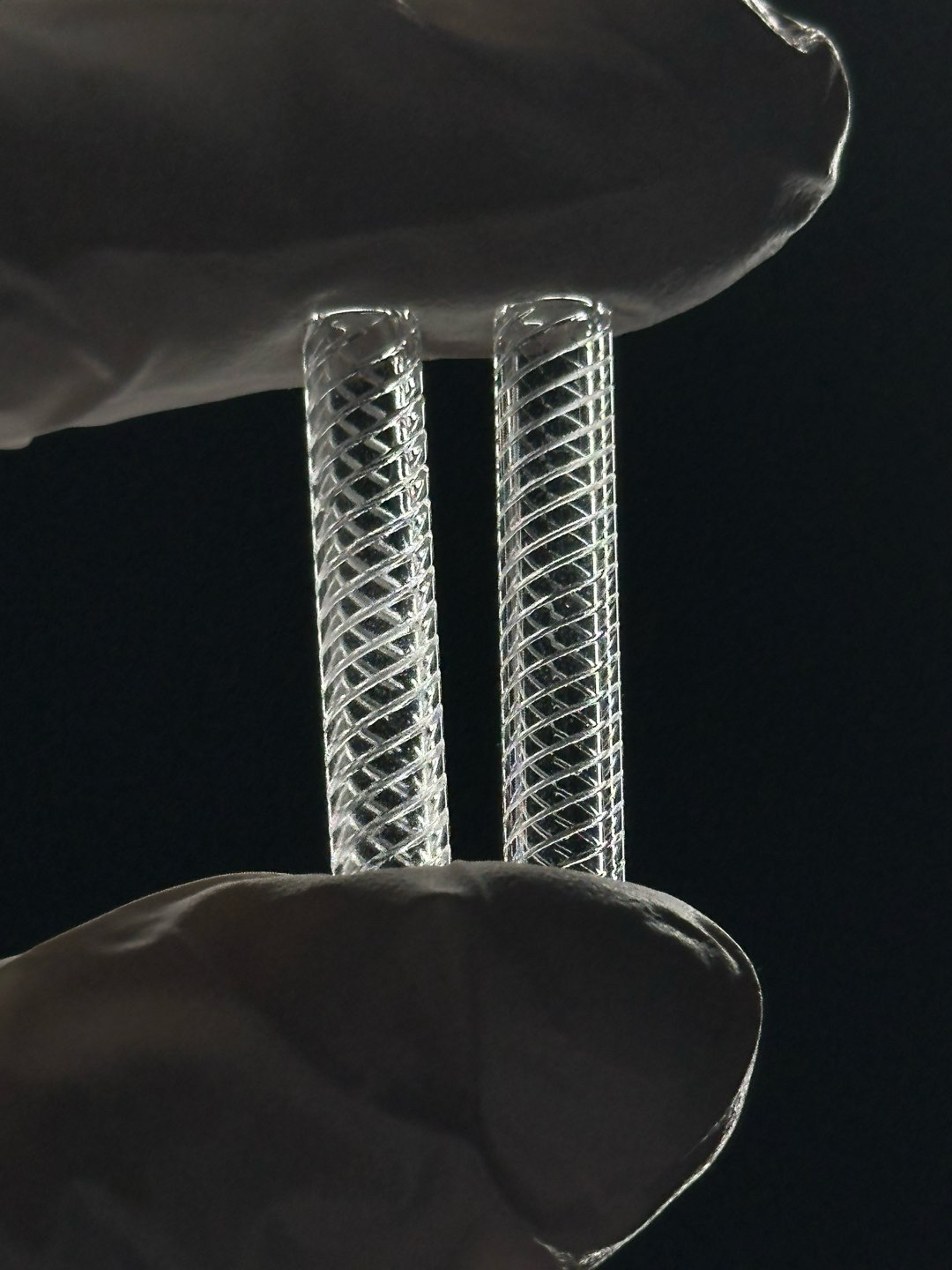 Preview pic of Medium Hollow Quartz Spiral Pillar 2 pack