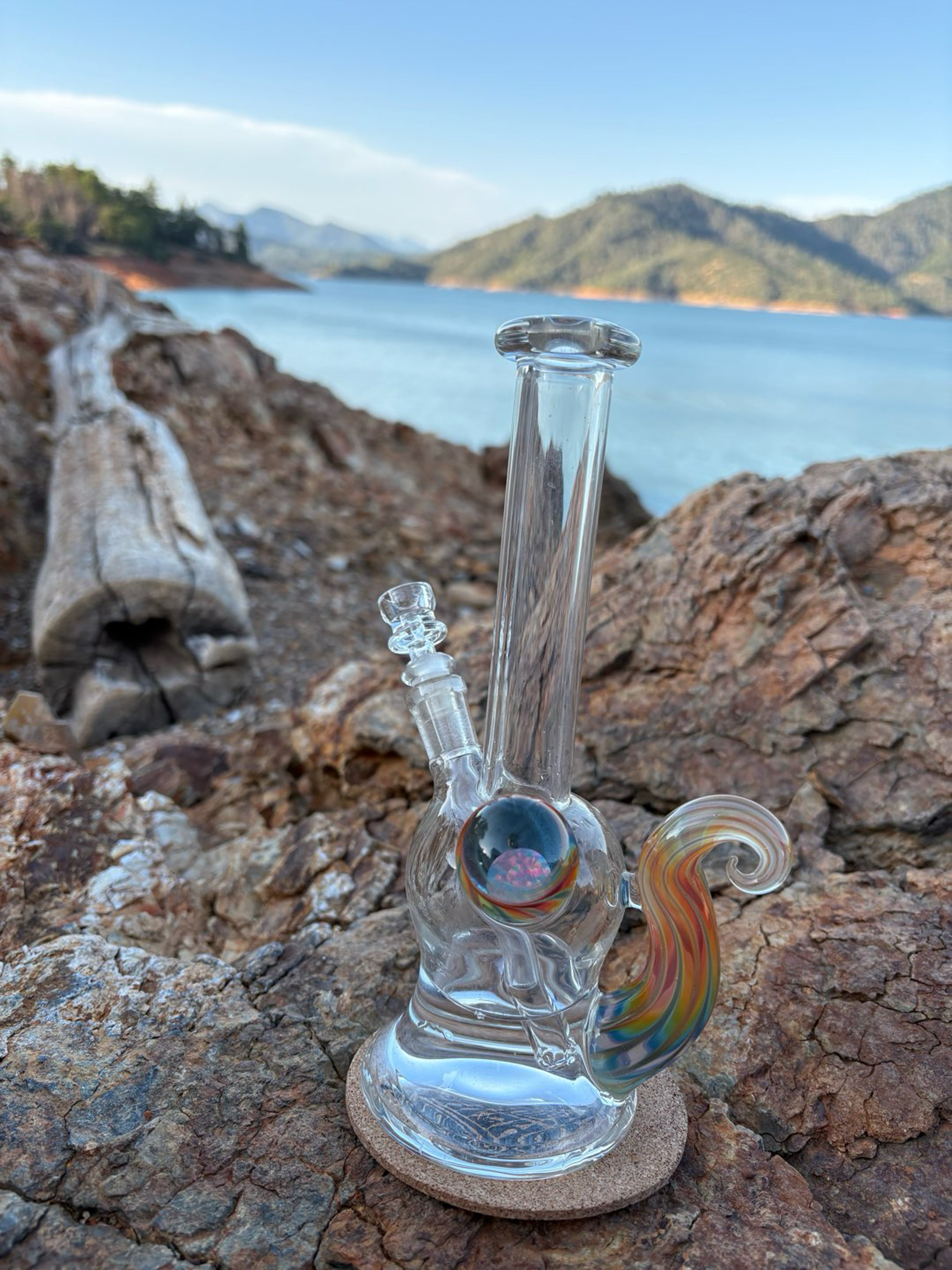 Preview pic of Sir Pyro Glass Bell bottom with horn and opal ore