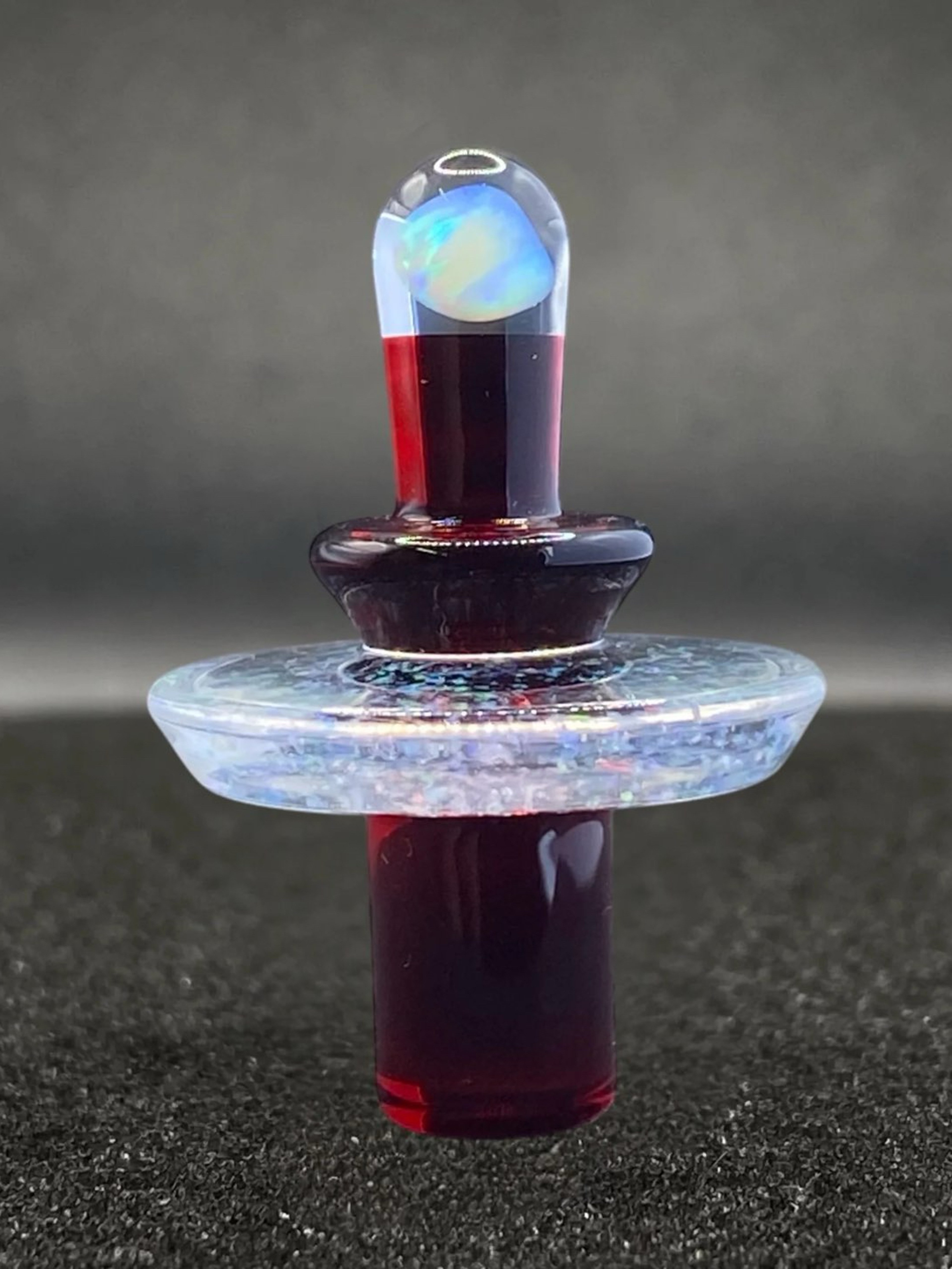 Preview pic of Fortunate Glass - Red Elvis Crushed Opal Control Tower Plug Cap