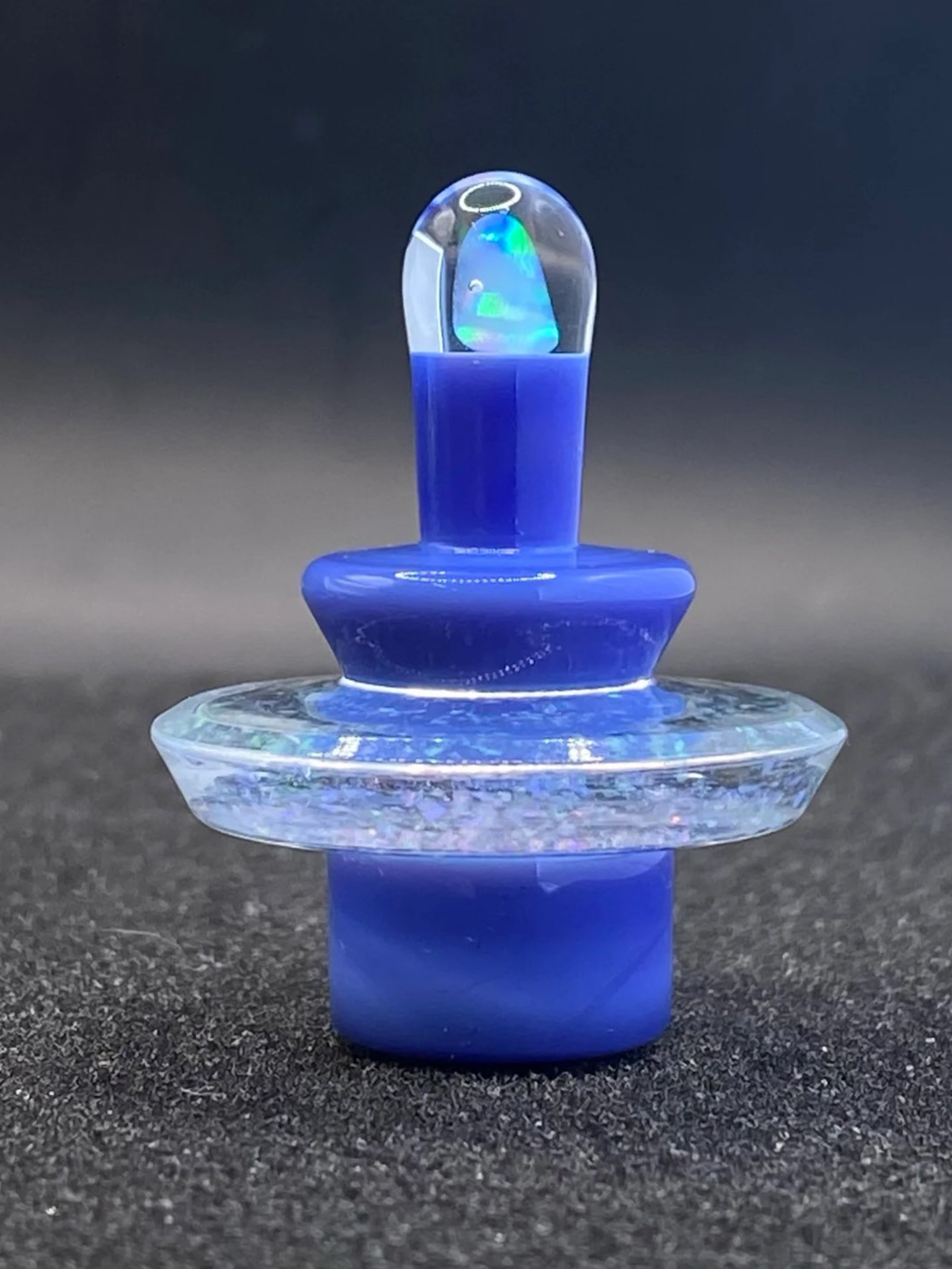 Preview pic of Fortunate Glass - Trillion Blue Crushed Opal Slurper/Blender Cap