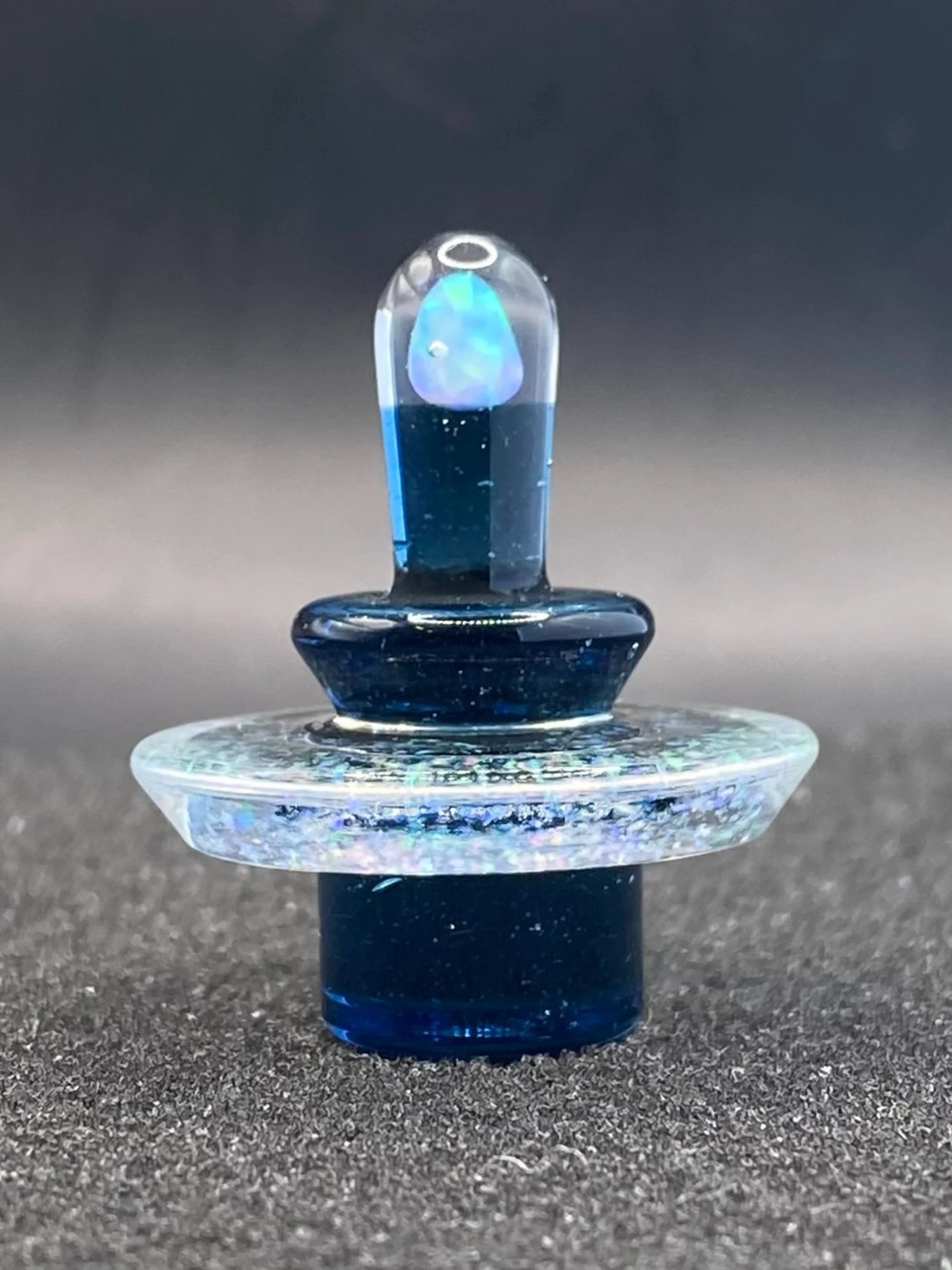 Preview pic of Fortunate Glass - Blue Stardust Crushed Opal Slurper/Blender Plug Cap