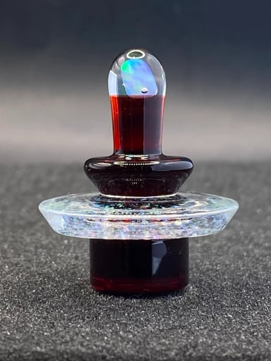Preview pic of Fortunate Glass - Red Elvis Crushed Opal Slurper/Blender Cap