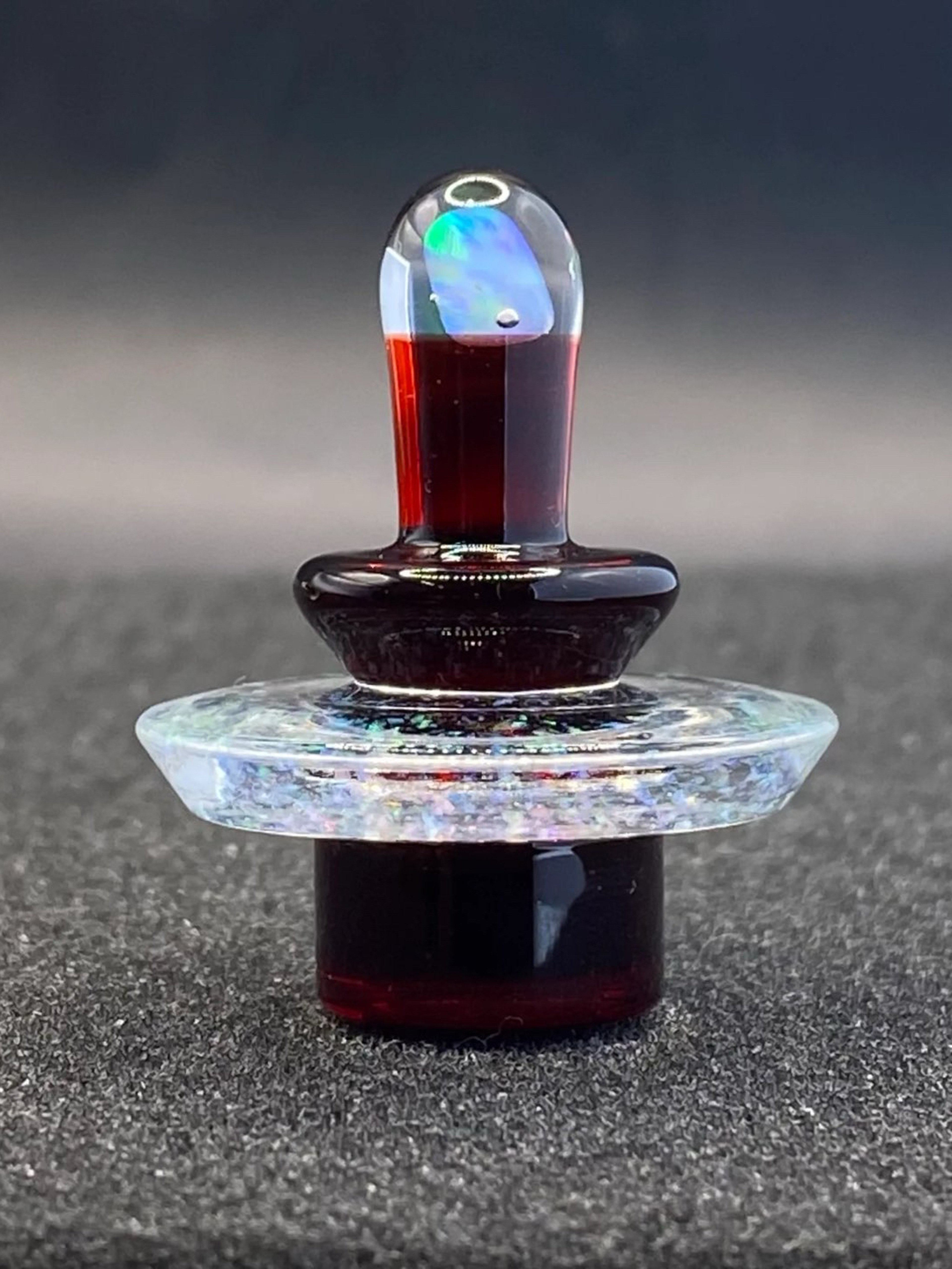 Preview pic of Fortunate Glass - Red Elvis Crushed Opal Slurper/Blender Cap