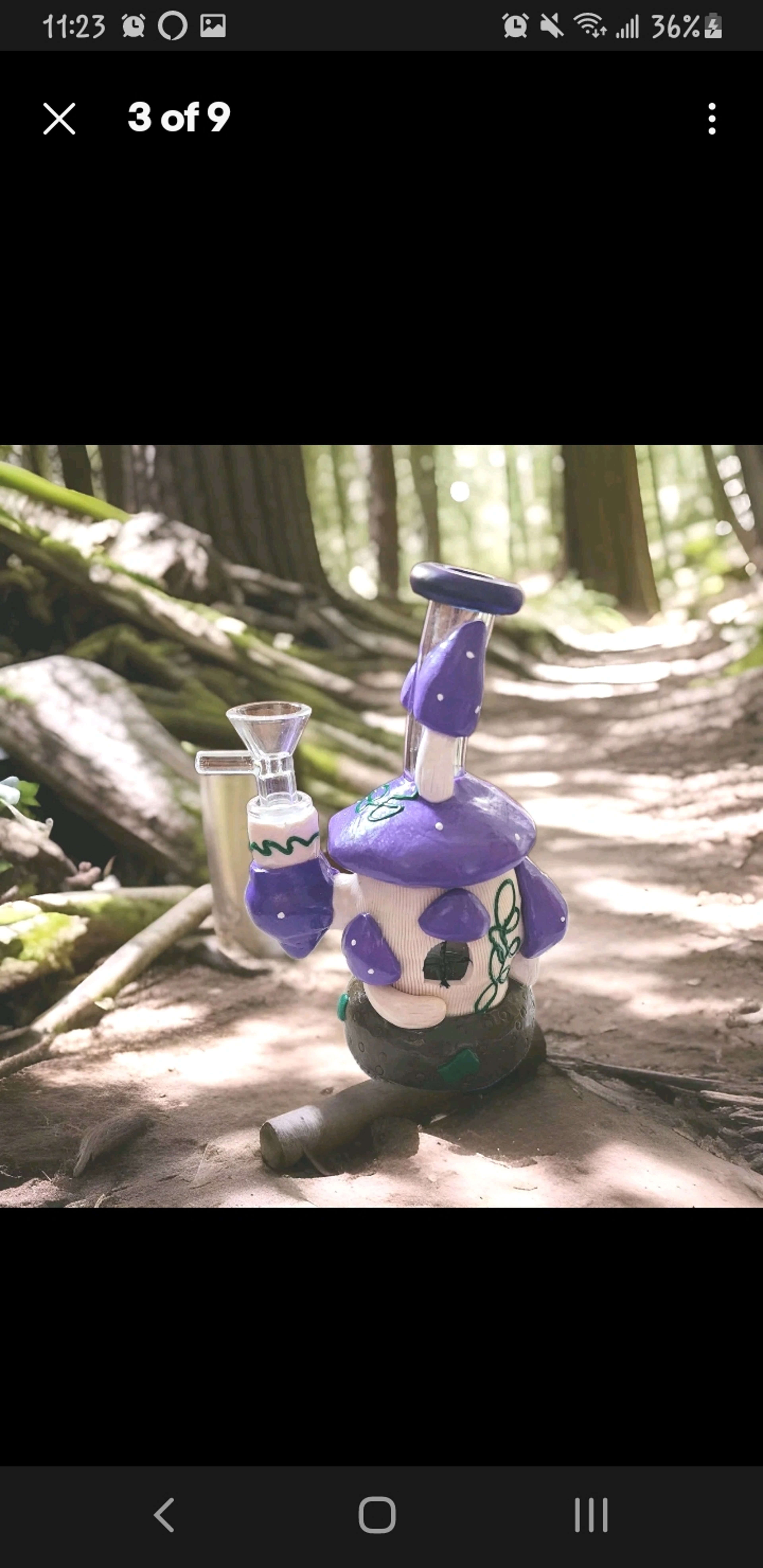 Preview pic of 7" Mushroom Home Water Hand Pipe Stemless Dome Perc Purple White