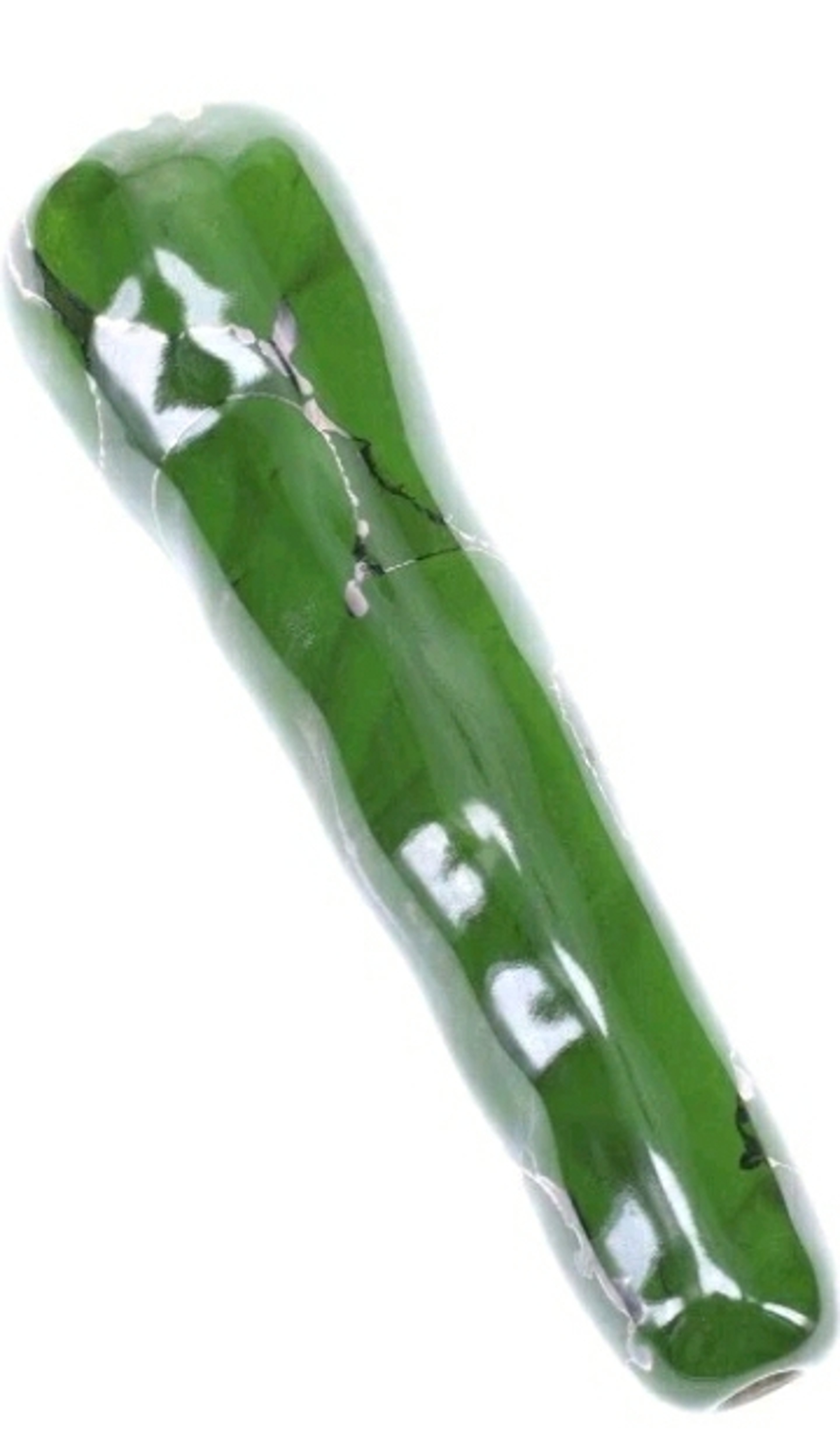 Preview pic of (US Made) 4" Ceramic Chunky Bat Clover Green Chillum