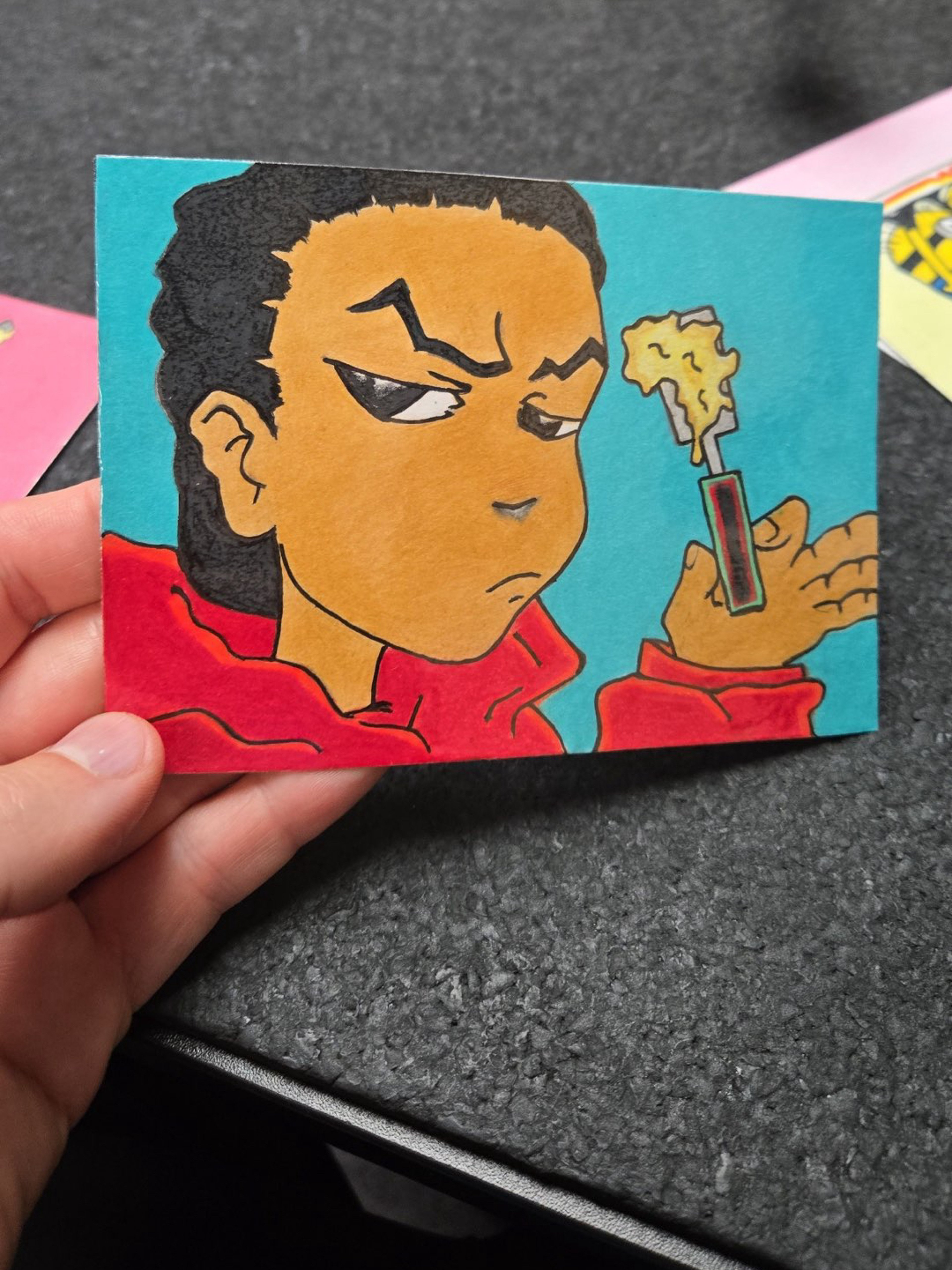 Preview pic of Hand drawn dab magnet Boondocks & Miss Krabapple