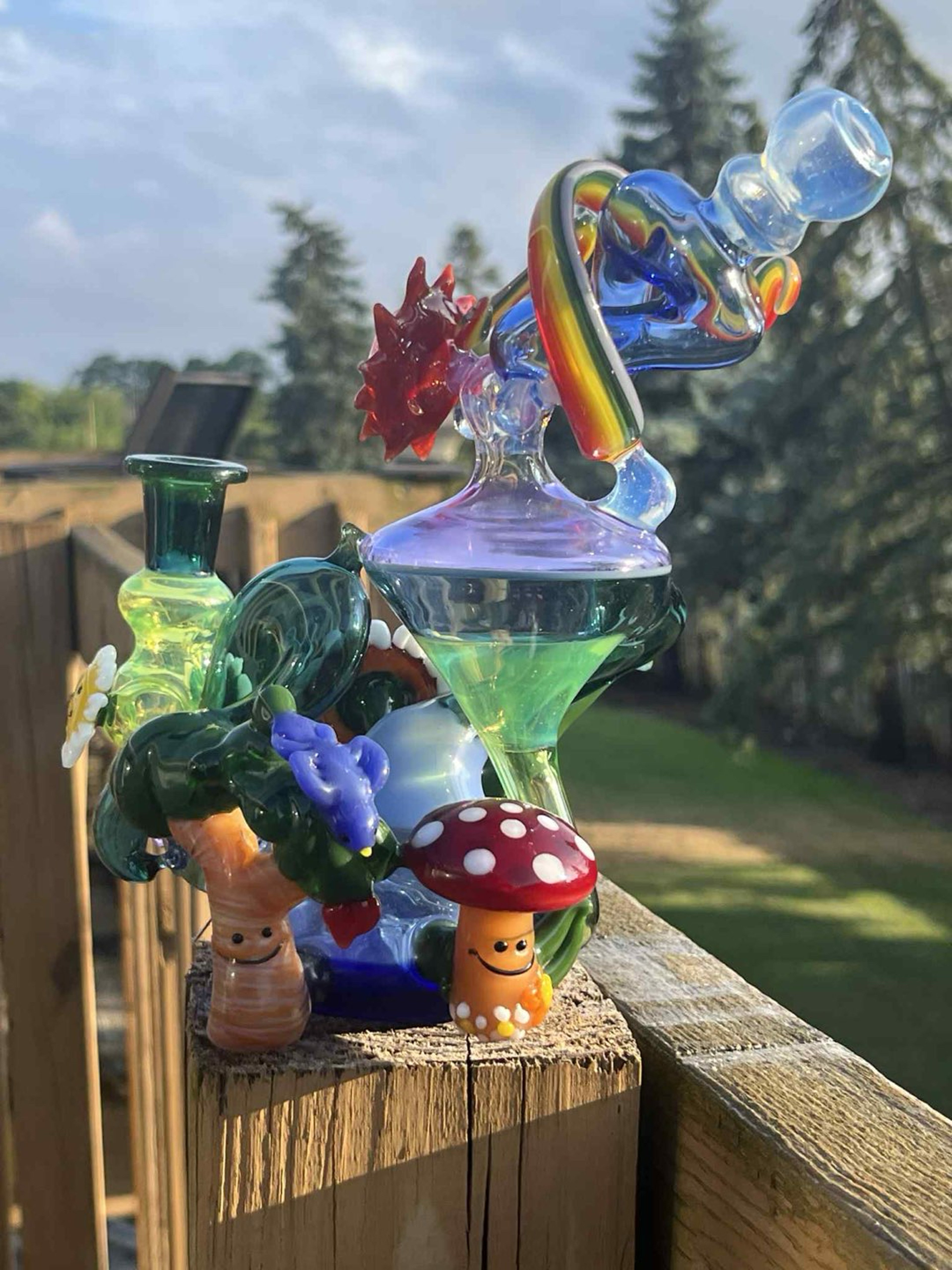 Preview pic of Rainbow Smiles and Sunshine Solfire Glass