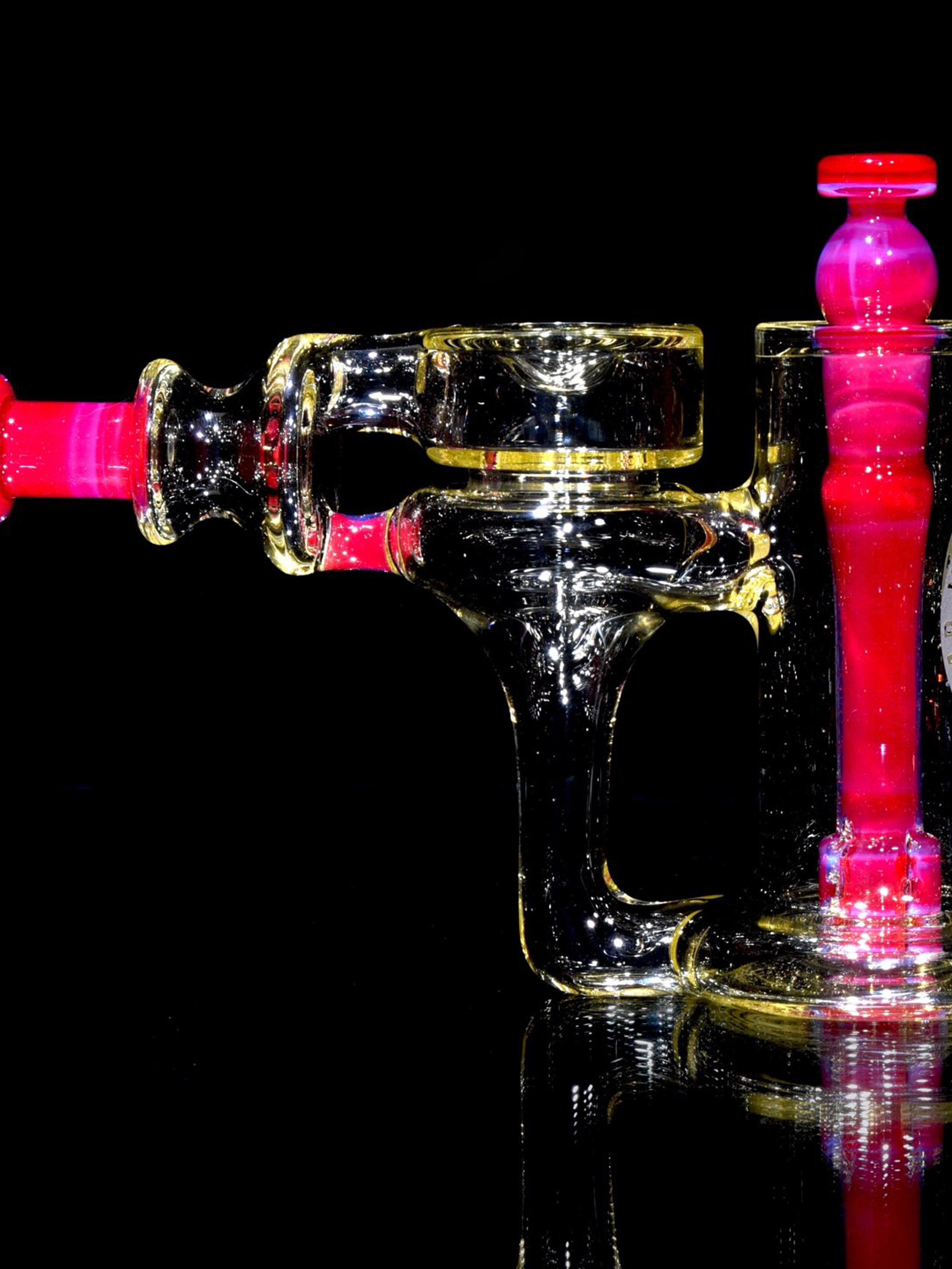 Preview pic of Bear Mountain Studios - CFL Reactive Full-color Mini RTH Recycler w/ Plug Cap - Serum/Sherbet - 10mm Female