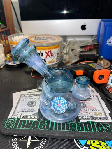 Preview pic of Whit V. glass fully worked faceted orb