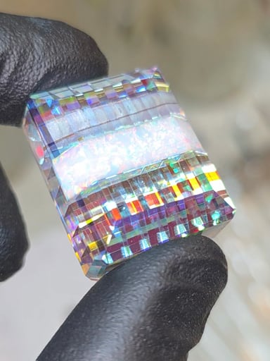 Preview pic of "Chromia" Faceted Dichro & Opal Pendant