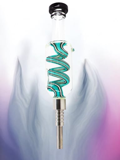 Preview pic of Cali Cloudx 🧬 Color Spiral Perc Glycerin Nectar Collector in Teal