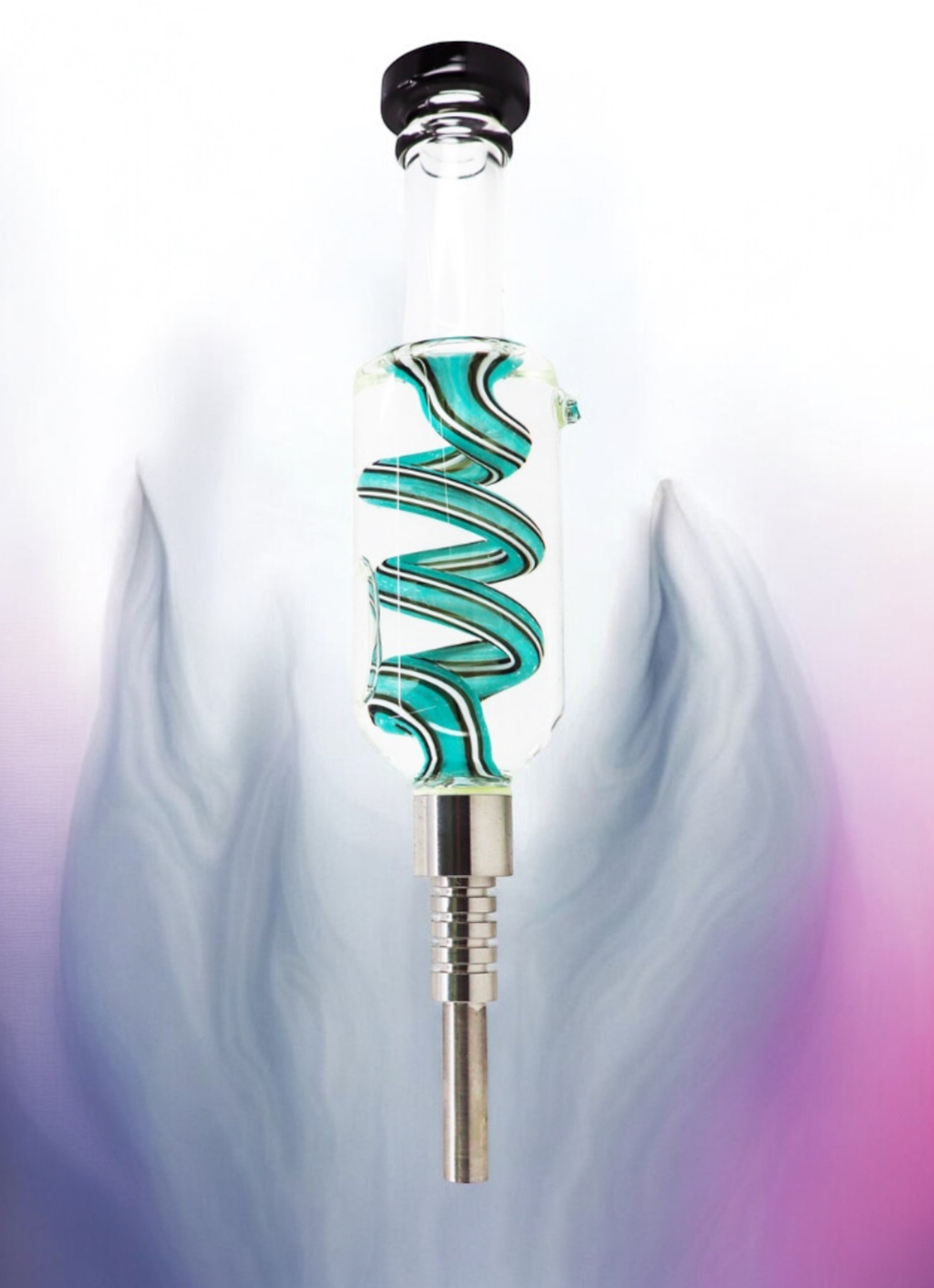 Preview pic of Cali Cloudx 🧬 Color Spiral Perc Glycerin Nectar Collector in Teal