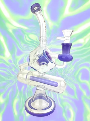 Preview pic of Cali Cloud X 10.5" Inline Perc Tube Square Bent Neck Water Pipe "WP14" in Purple