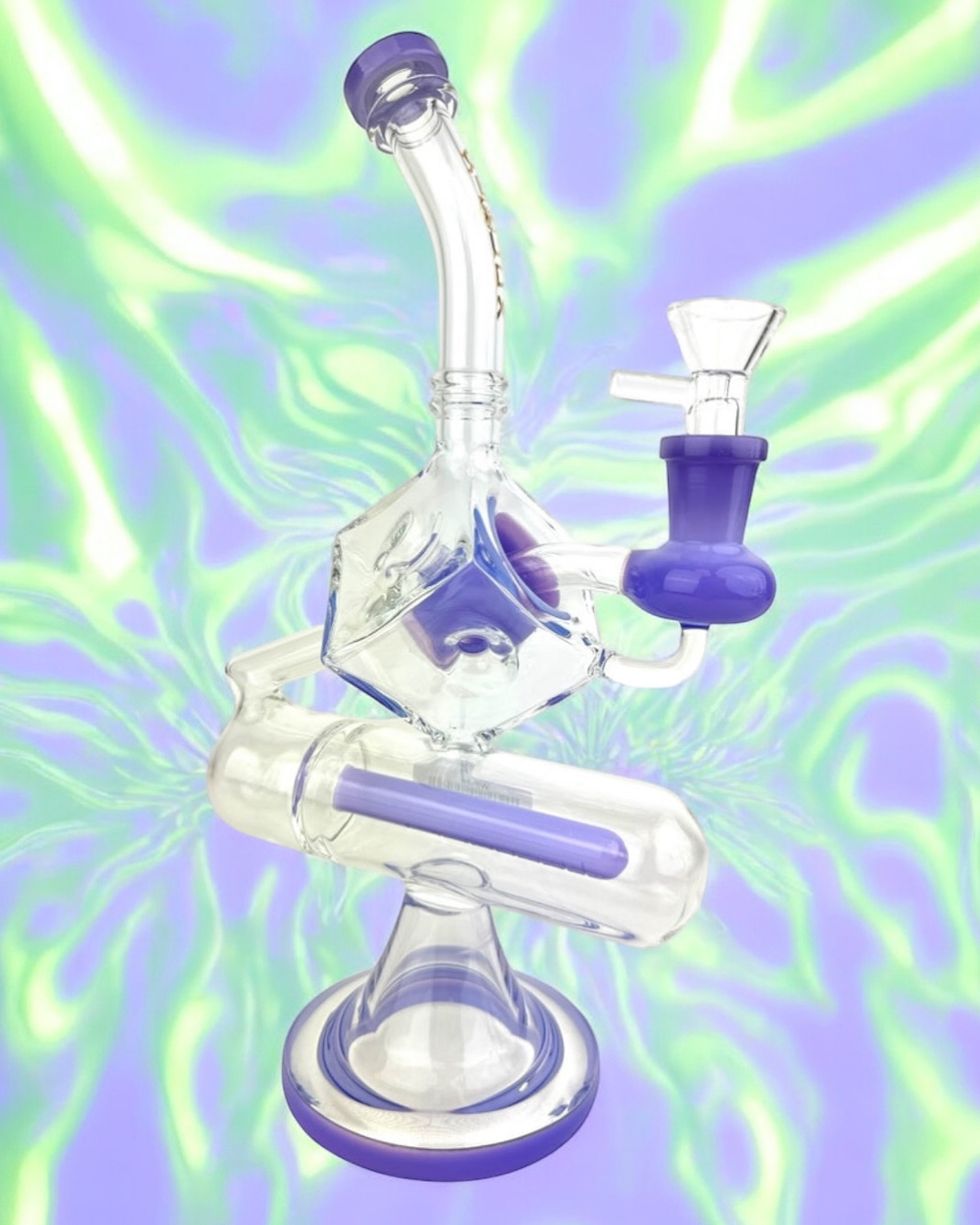 Cali Cloud X 10.5" Inline Perc Tube Square Bent Neck Water Pipe "WP14" in Purple image 0