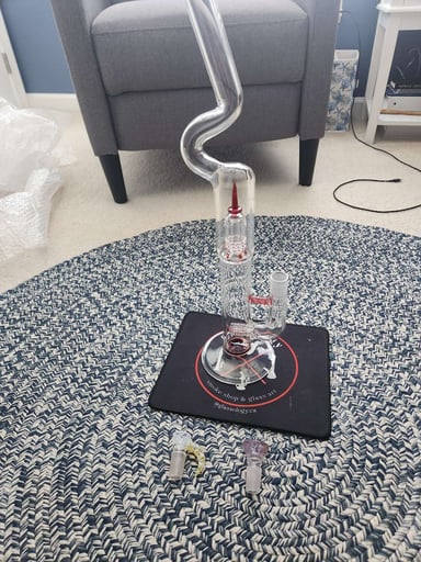 Preview pic of Rk glass natty neck 3line to dome in pom/ cherry red