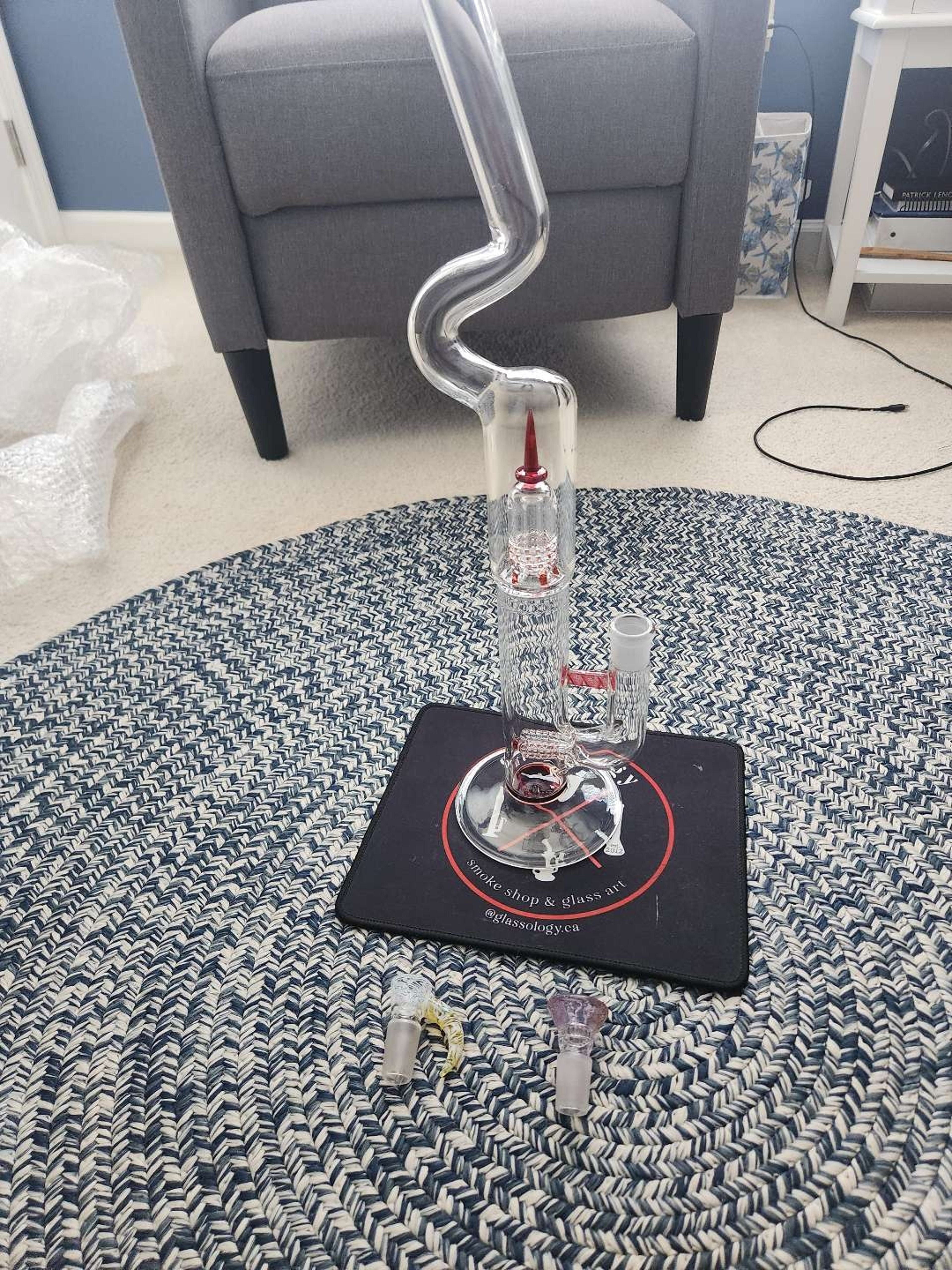 Preview pic of Rk glass natty neck 3line to dome in pom/ cherry red