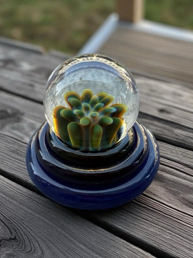Preview pic of Mable Carb Cap blue with green flowers by Mustard Glass (2)