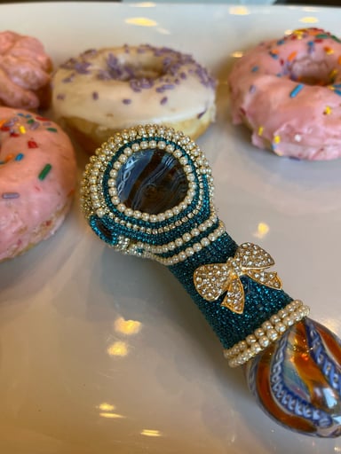 Preview pic of Blue Crystal & Pearl Swirl Pipe
