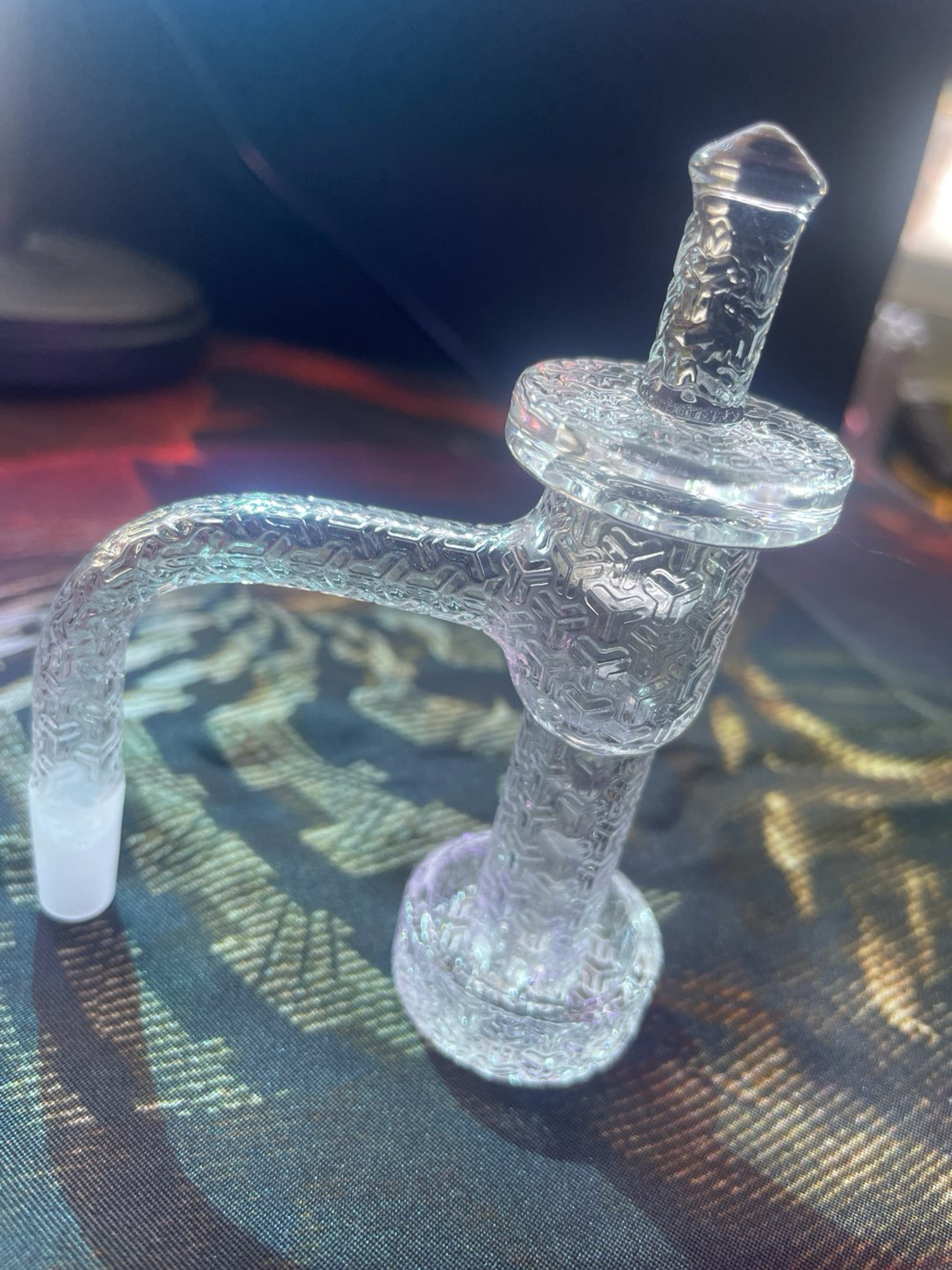 Preview pic of Etched pattern Terp Slurper with cap and pillar