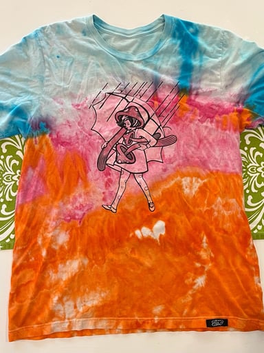 Preview pic of XL Hand dyed Shroom Assault Girl T-Shirt by Slinger