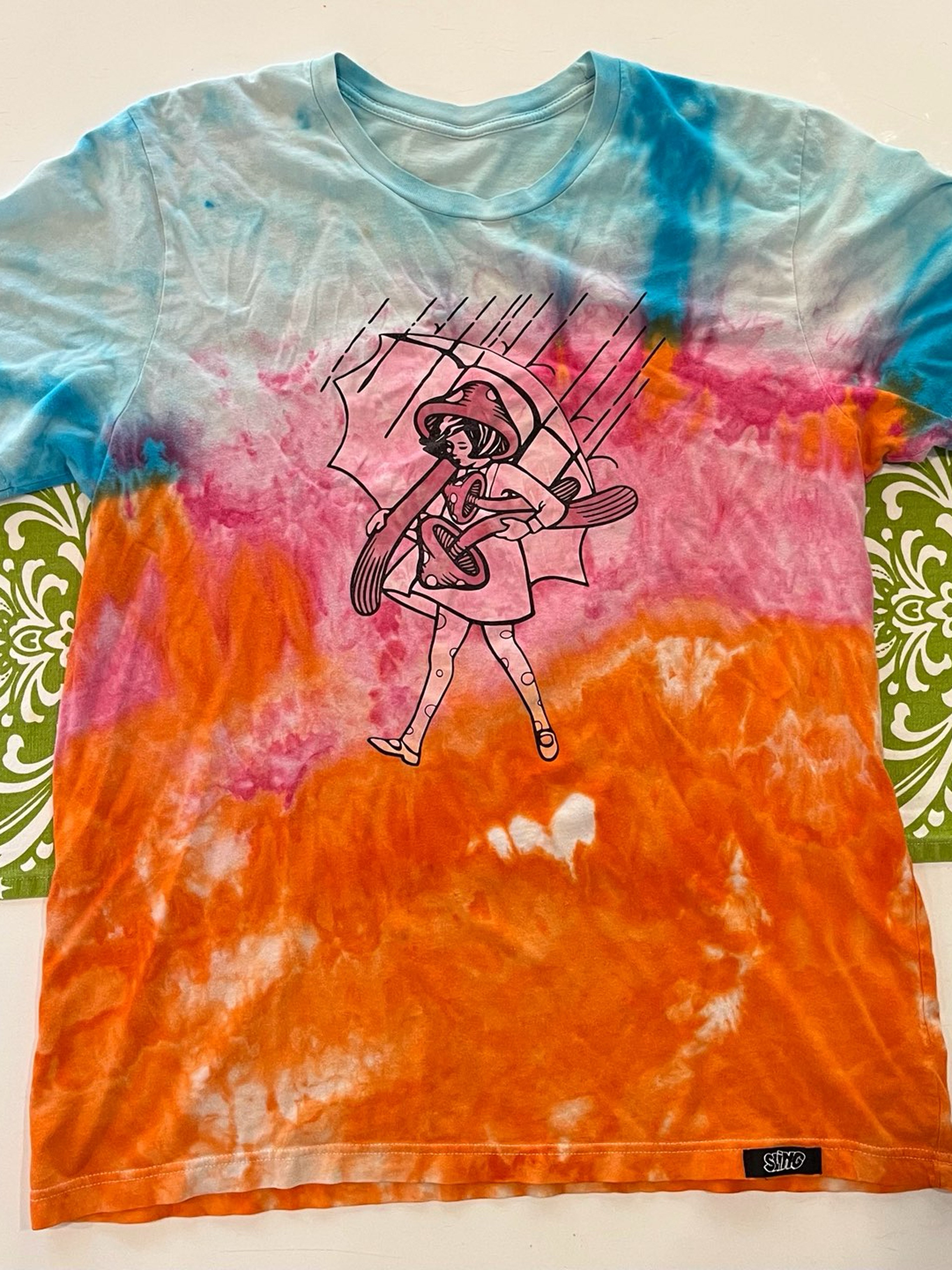 Preview pic of XL Hand dyed Shroom Assault Girl T-Shirt by Slinger