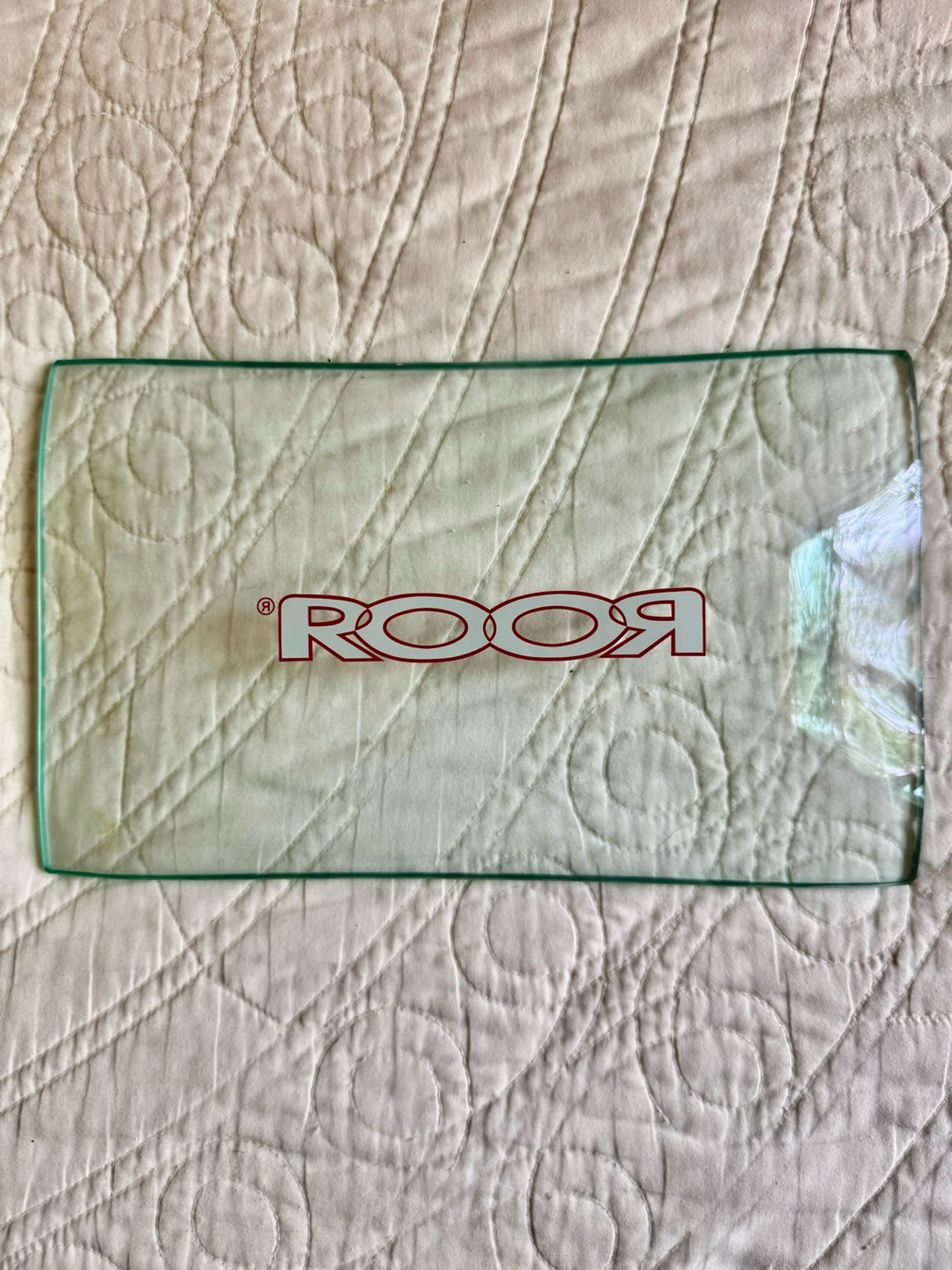 Preview pic of *RARE* RooR Germany Glass Tray Large (Red outline w White Logo)