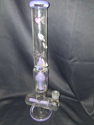 Preview pic of 💎 Premium "Kief Life" Glass Bong – Purple Accented Multi-Percolator Beaker 💨
