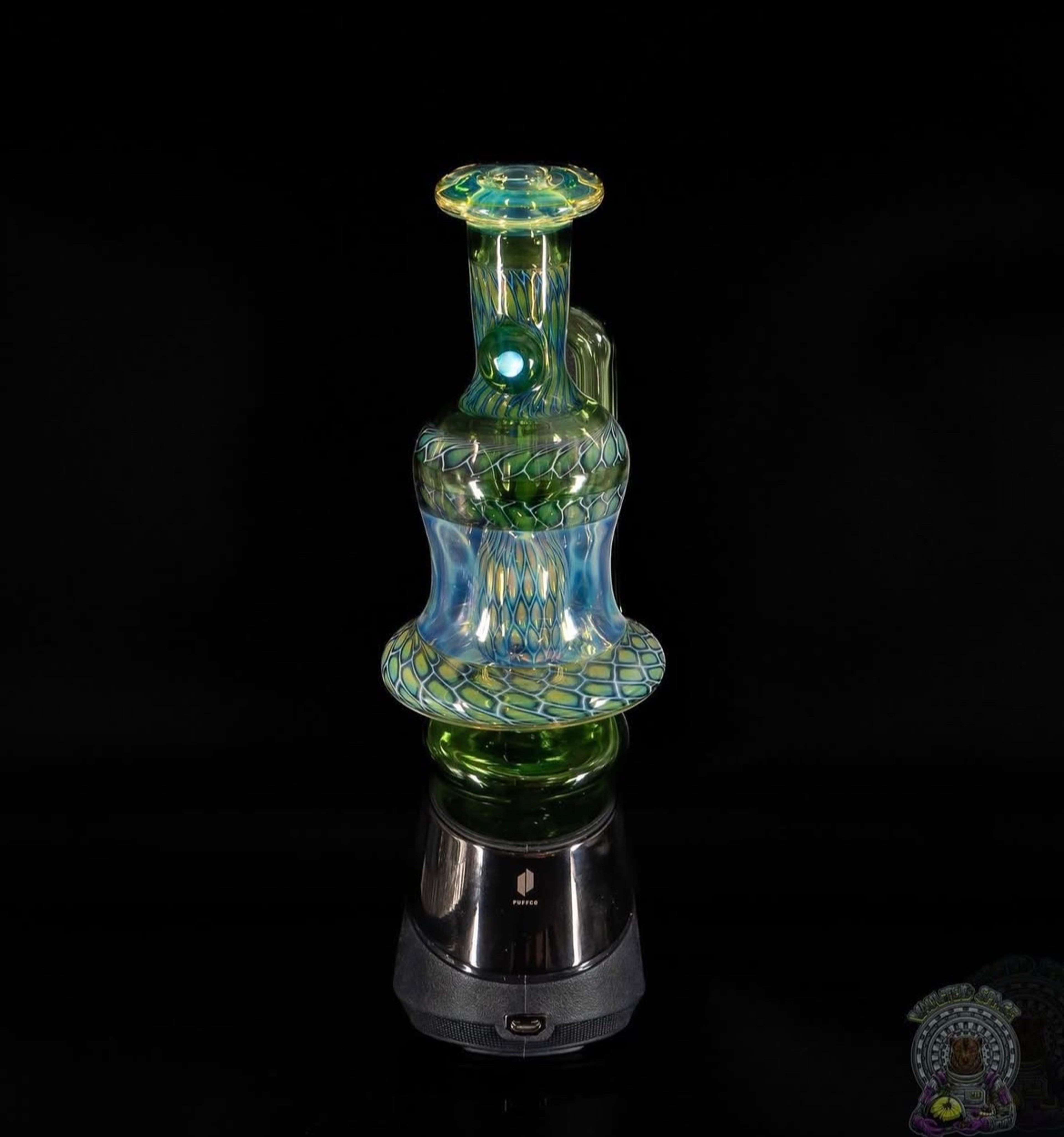 Preview pic of Green Hondo Glass Puffco Peak Attachment with Opal