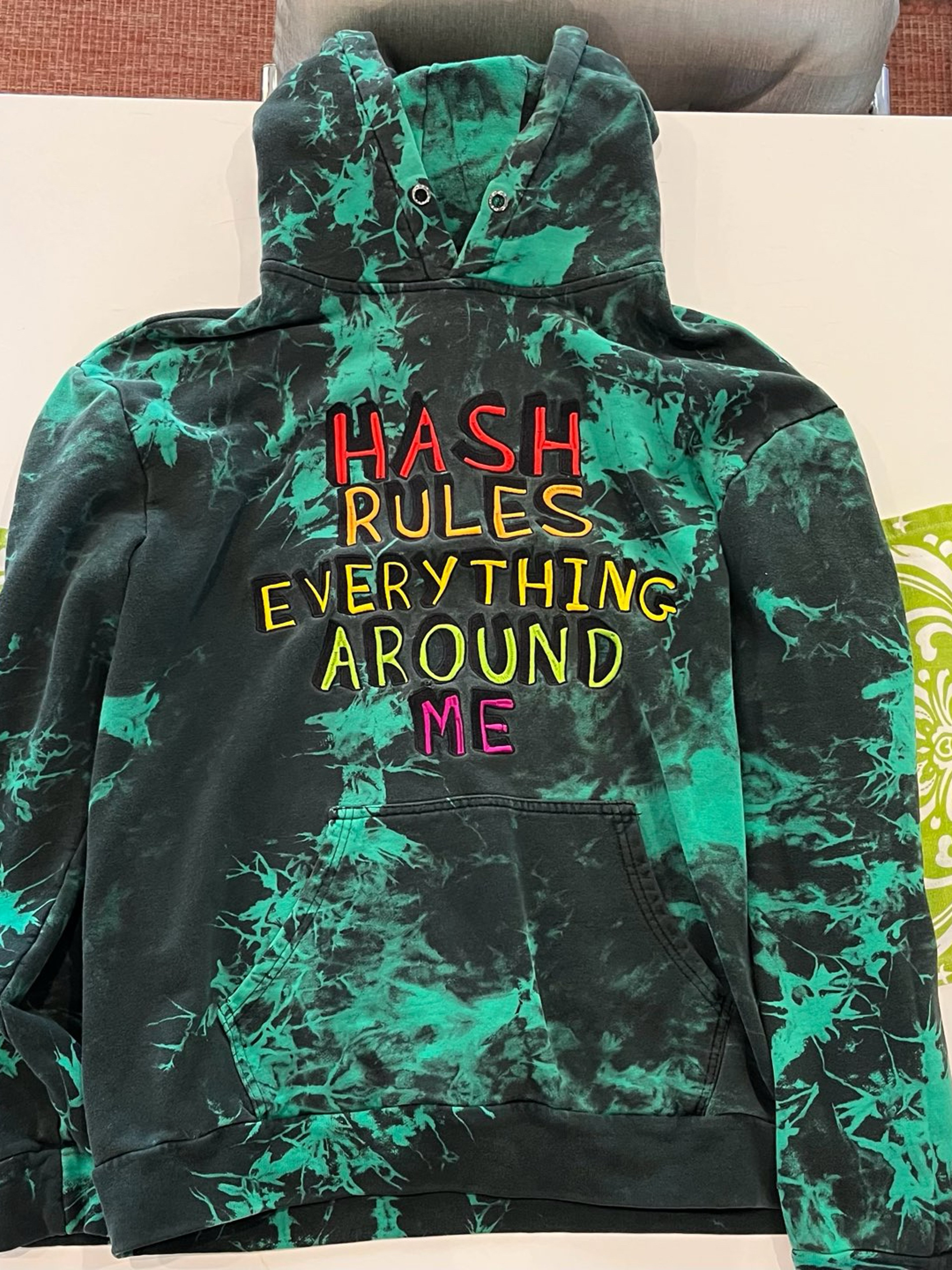 Preview pic of L Embroidered HREAM Green Camo Hoodie by GZ1 Whatever Forever