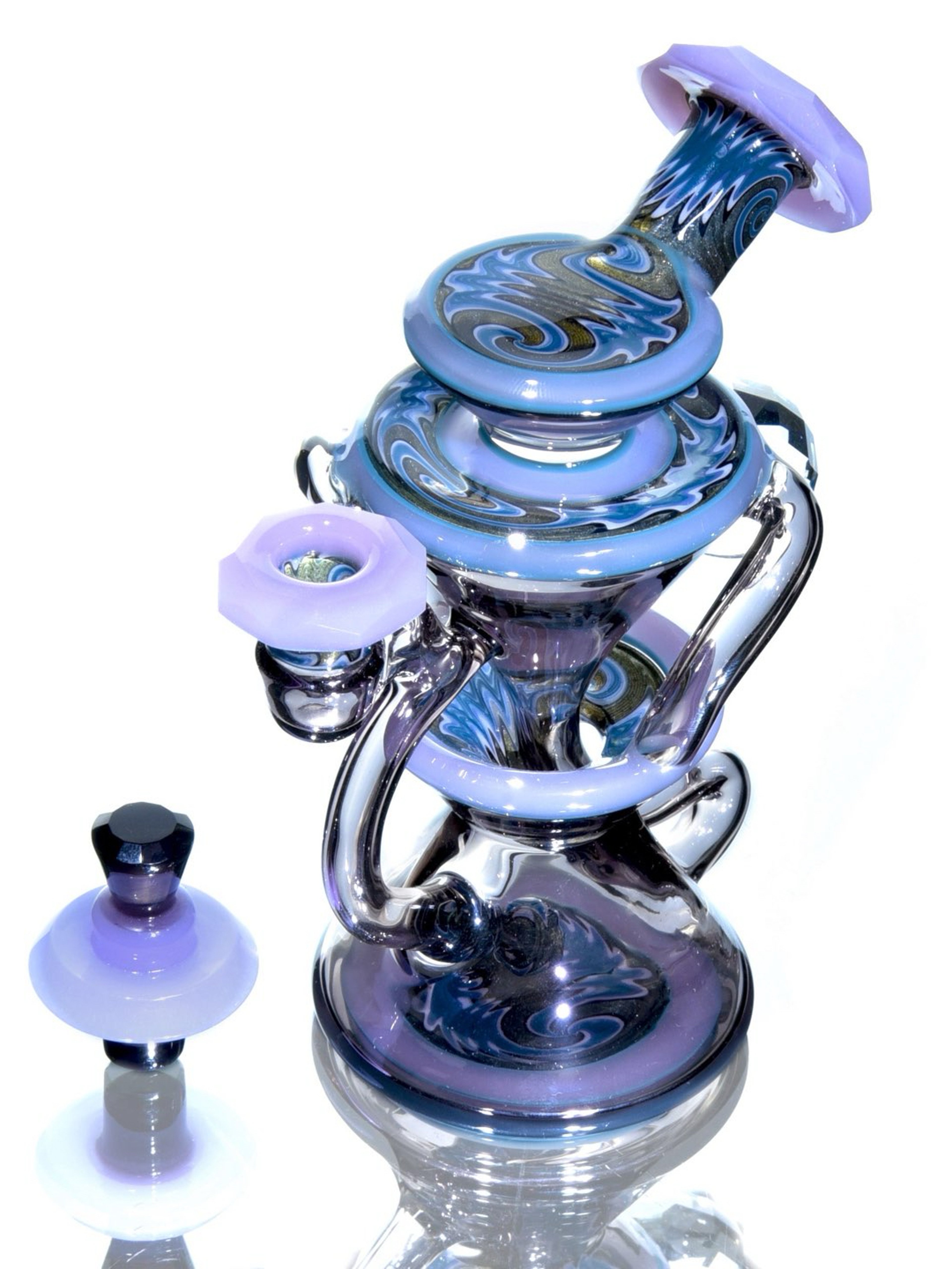 Preview pic of Capt’n Cronic - CFL Reactive Faceted Two & Through Double-uptake Floating Recycler - Alchemy Blue/Dusk/Blue Steel Linework - 10mm Female
