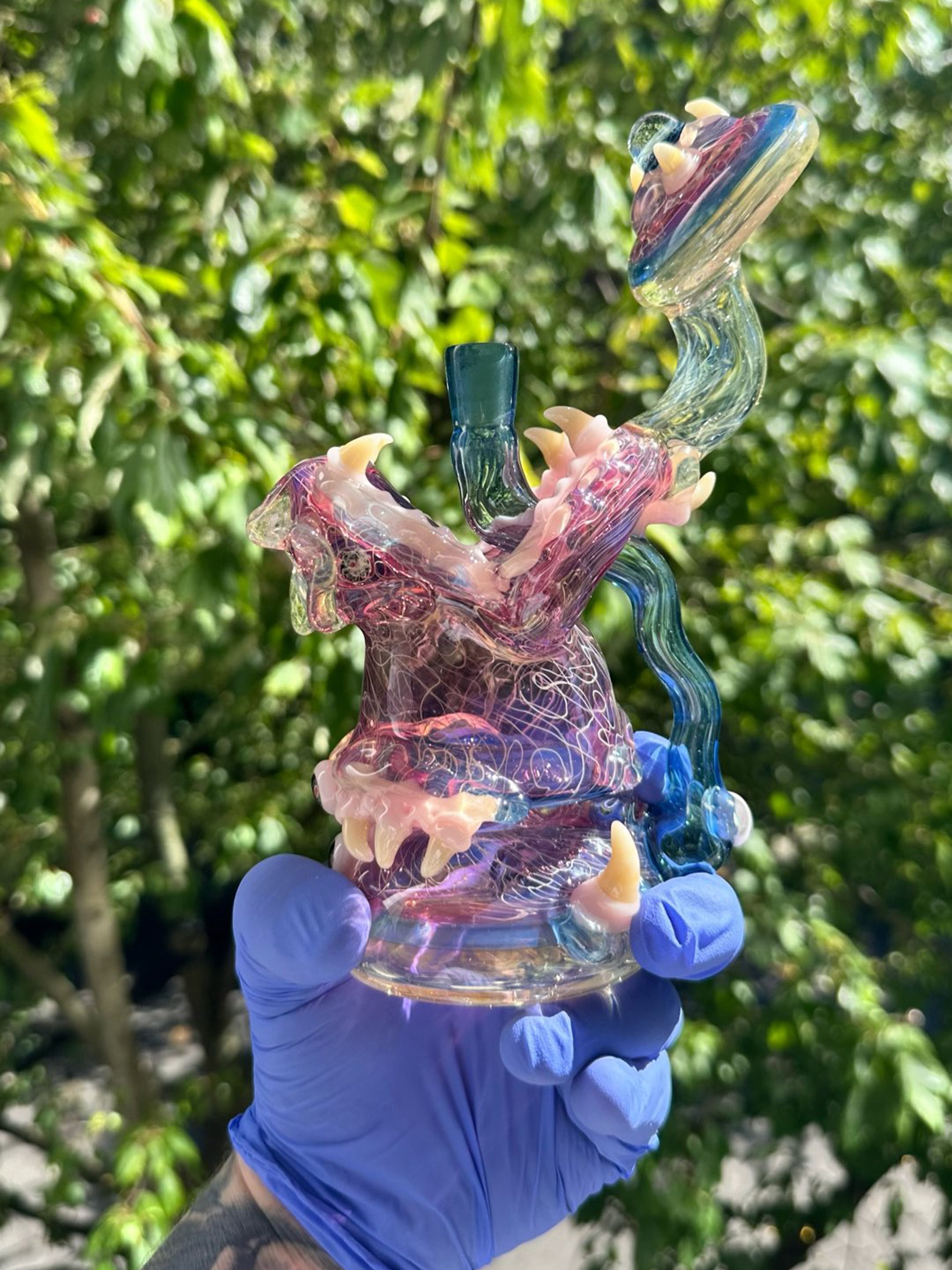 TRON X CONGRUENT CREATIONS “JOINT EATER” DAB RIG w/ POWER PAT BUBBLE CAP image 0