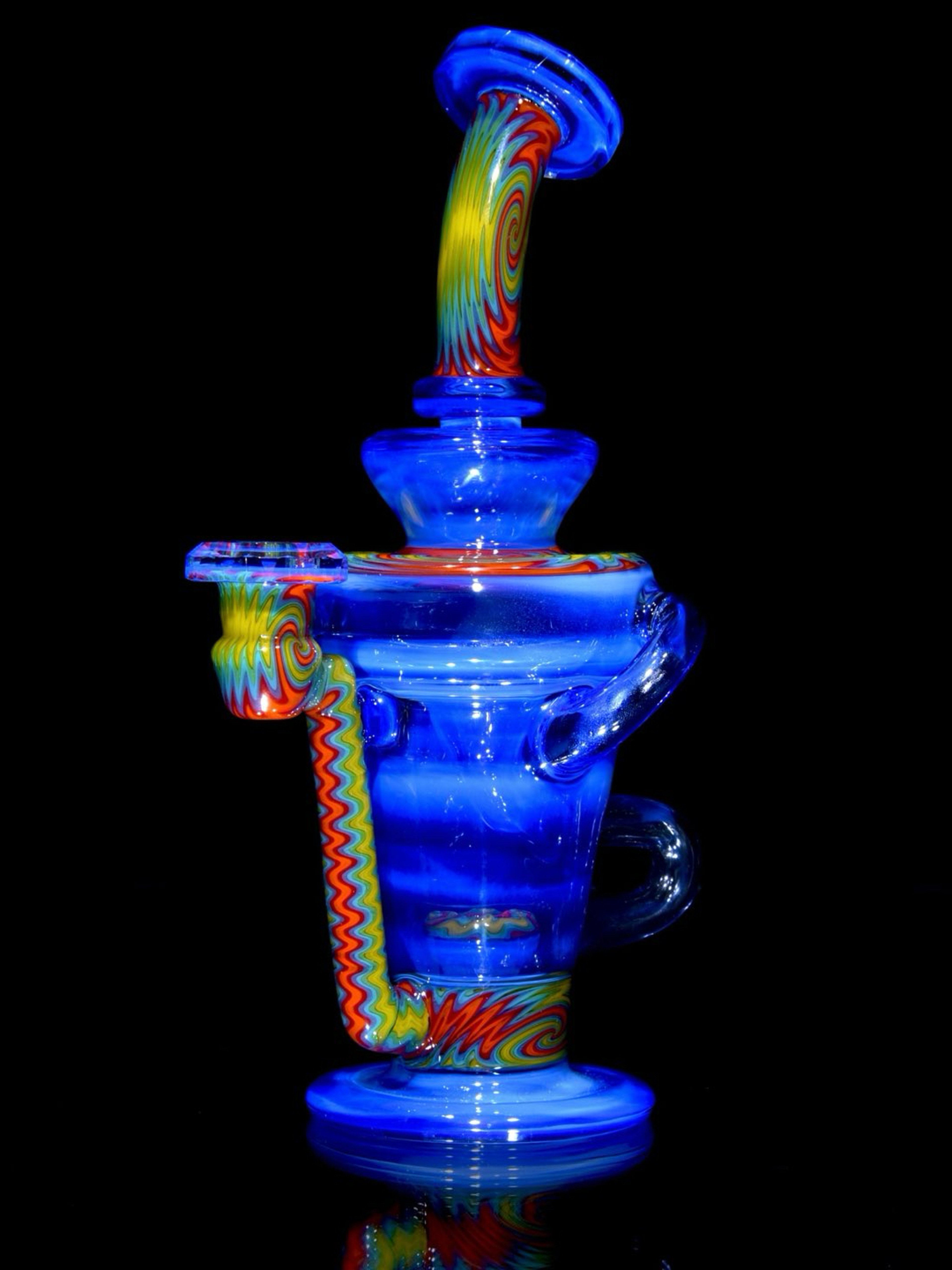 Preview pic of Capt’n Cronic - Faceted Full-size Double-uptake Refined Klein Recycler - Neptune/Sunset Rainbow - 10mm Female