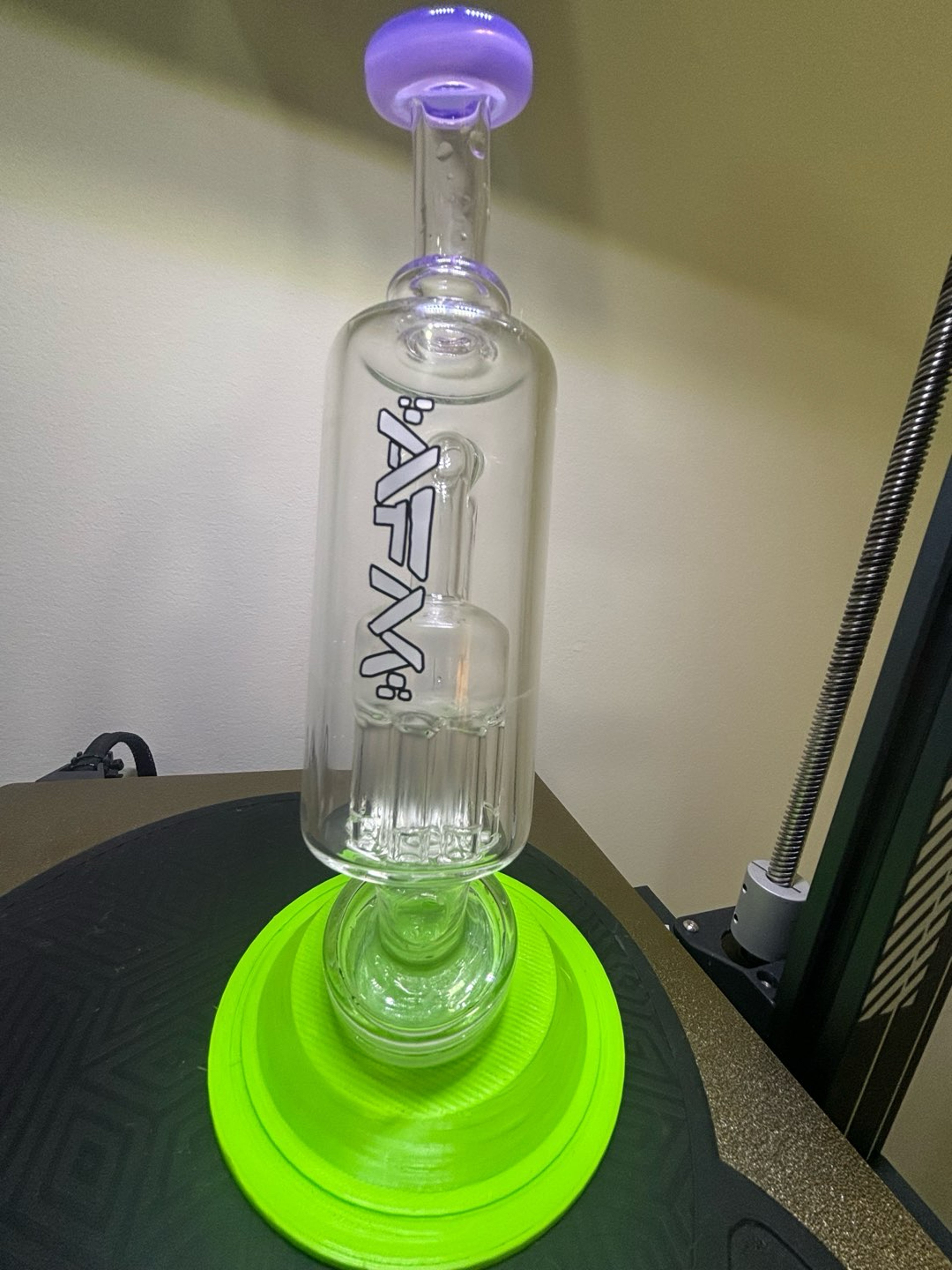 Preview pic of AFM Purple Puffco Peak Top w 3d printed glass stand  – 10-Arm Perc – Used Once – Sold Out