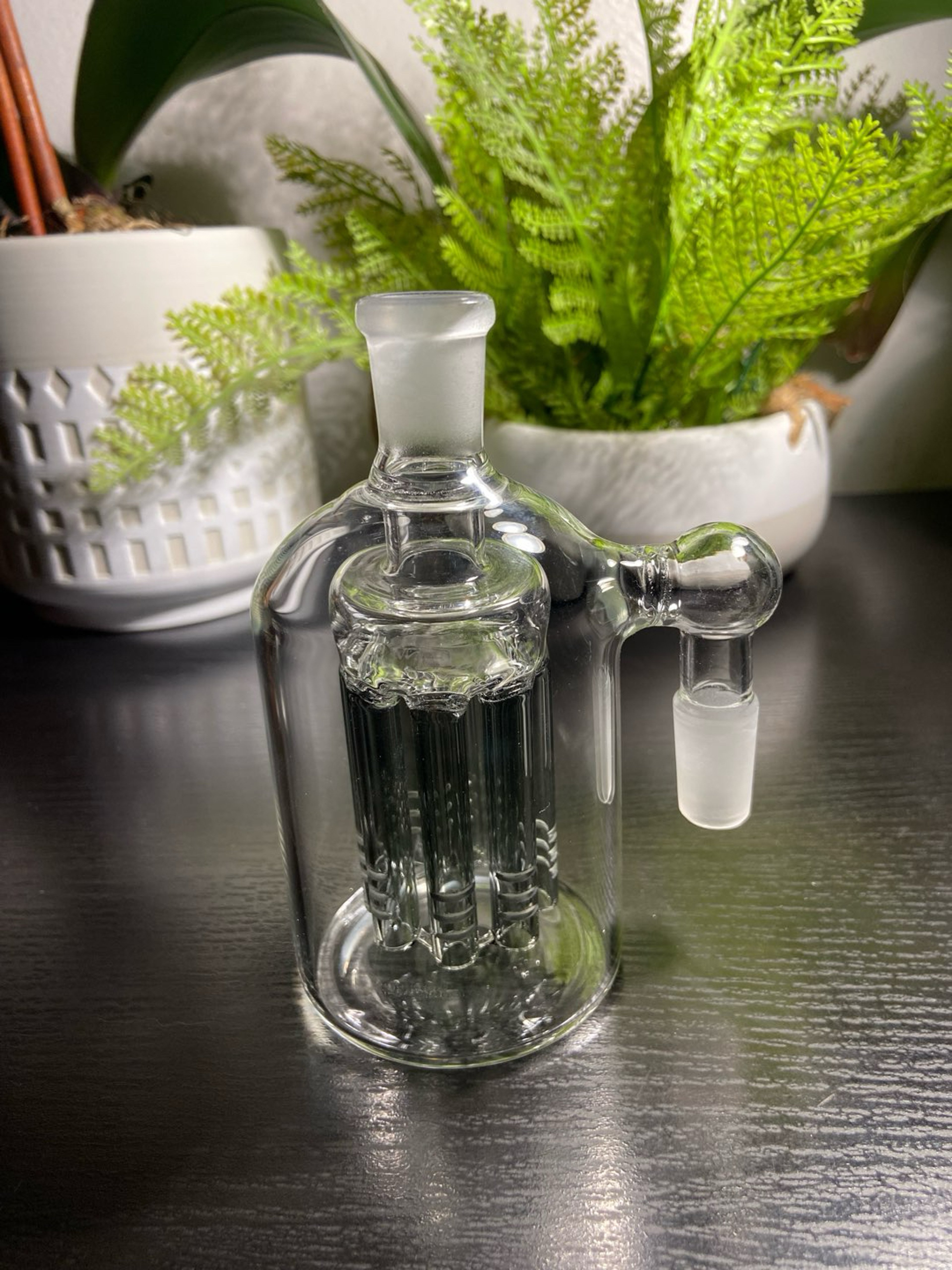 Preview pic of 14mm Ash Catcher Glass Filter Water 8 Arm Tree Perc Grey 90 Degree
